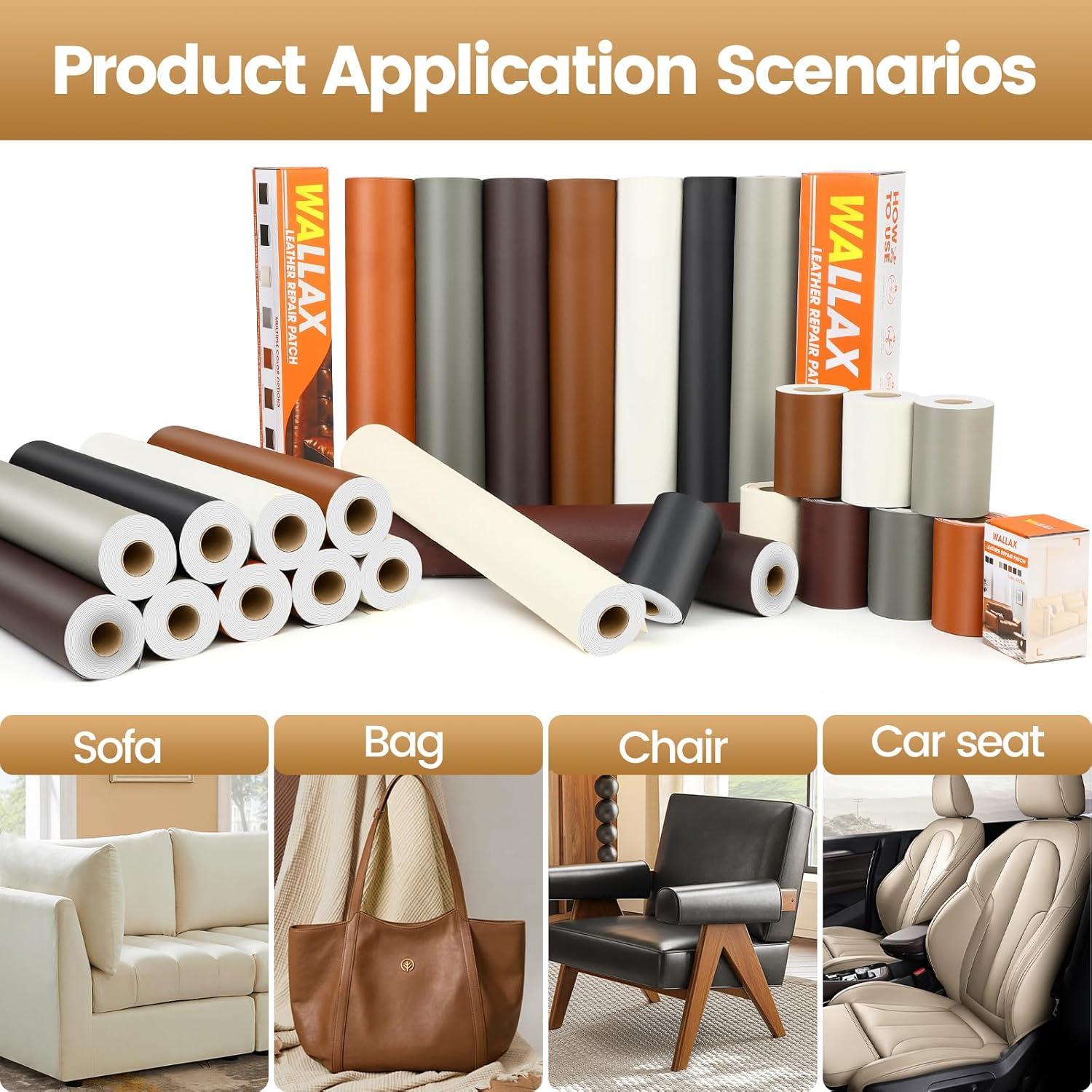 Parche de Reparación de Cuero WALLAX 40.6x200.7cm Gris