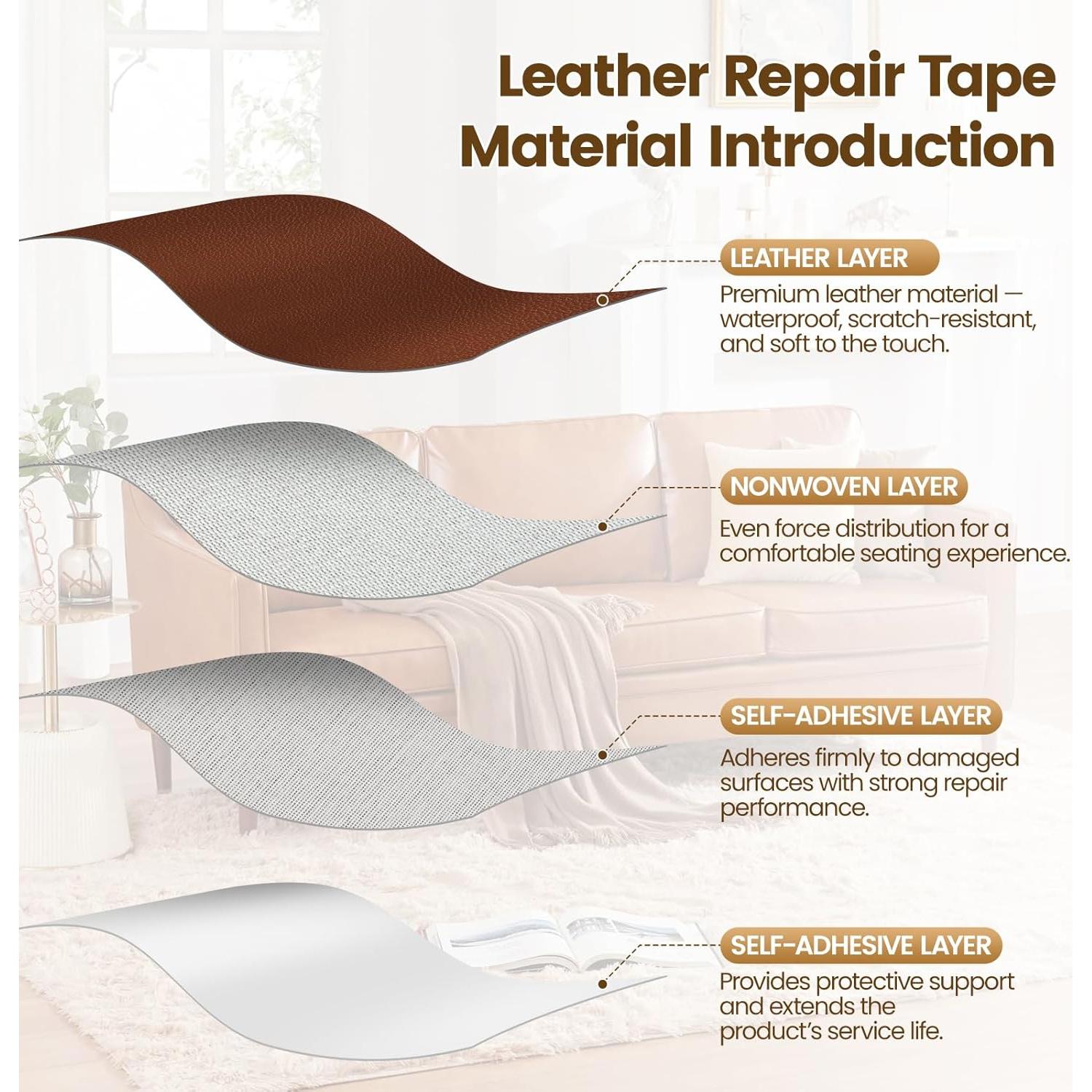 Parche de Reparación de Cuero WALLAX 40.6x200.7cm Gris