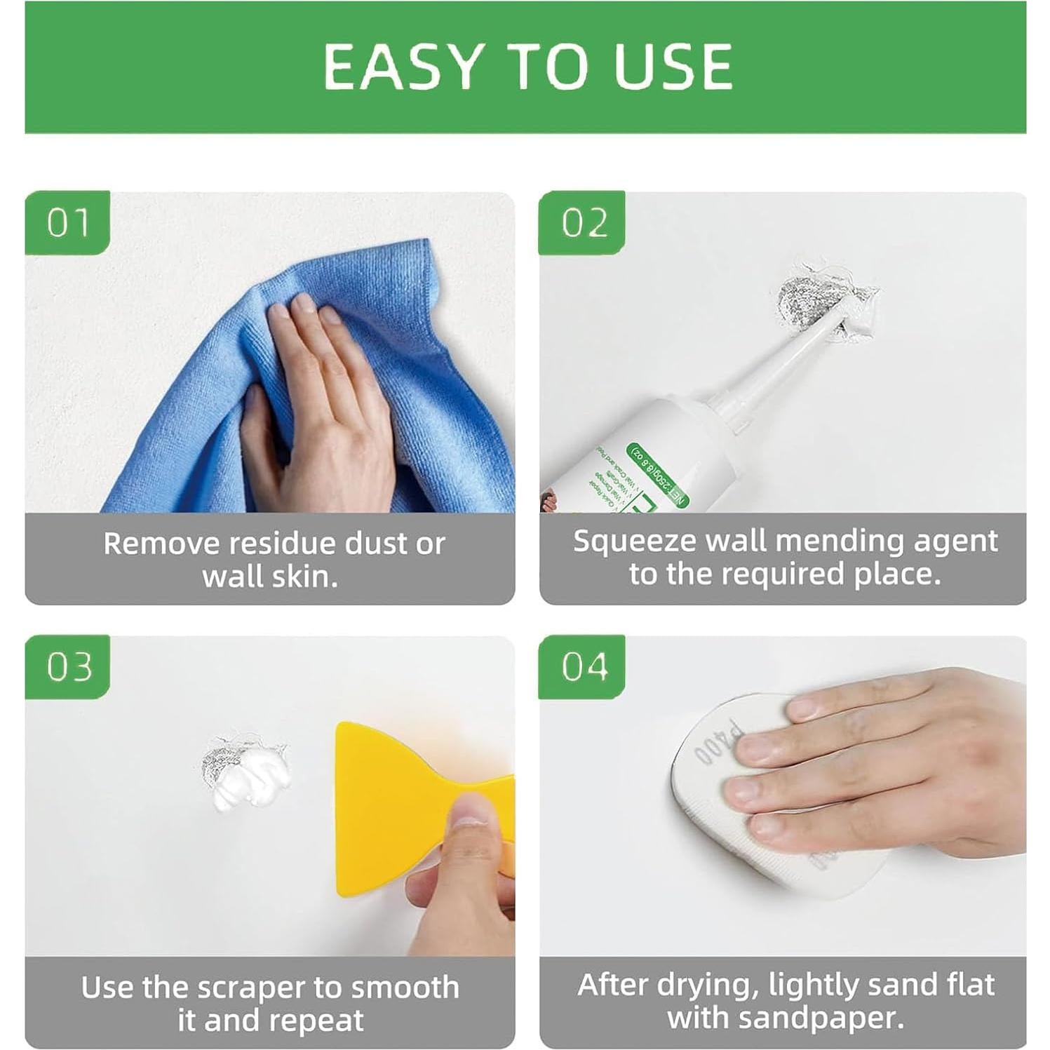 Kit de Reparación de Drywall ROFPM 500g con Raspador y Lijas