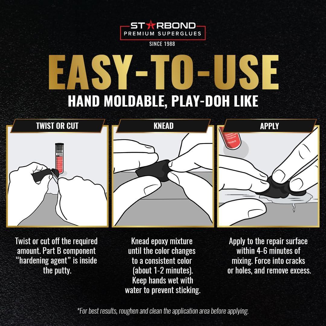 Masilla Epóxica Negra Starbond 2 oz - Reparaciones Rápidas