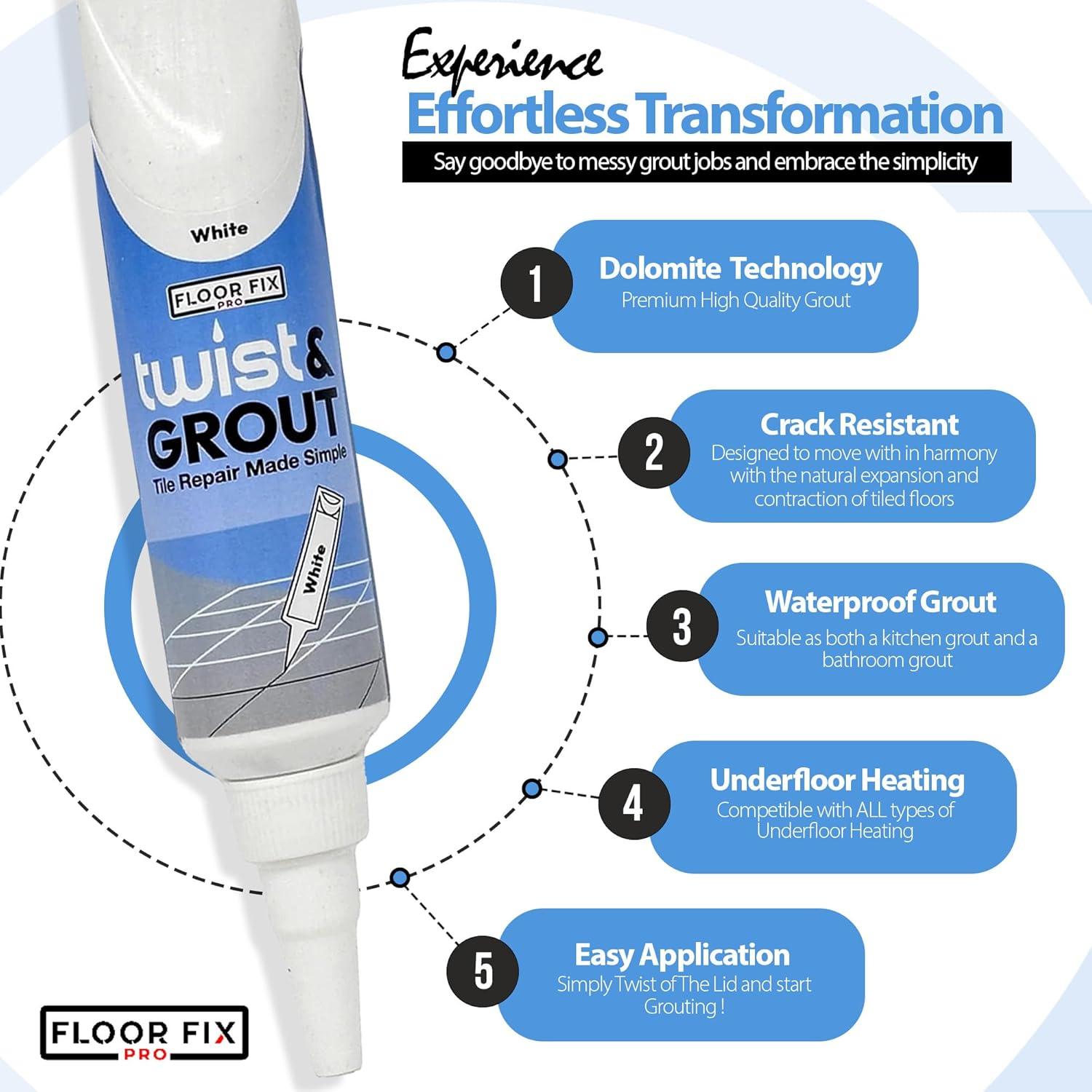 Revividor de Lechada Twist & Grout Floor-Fix Pro - Kit Rápido Blanco