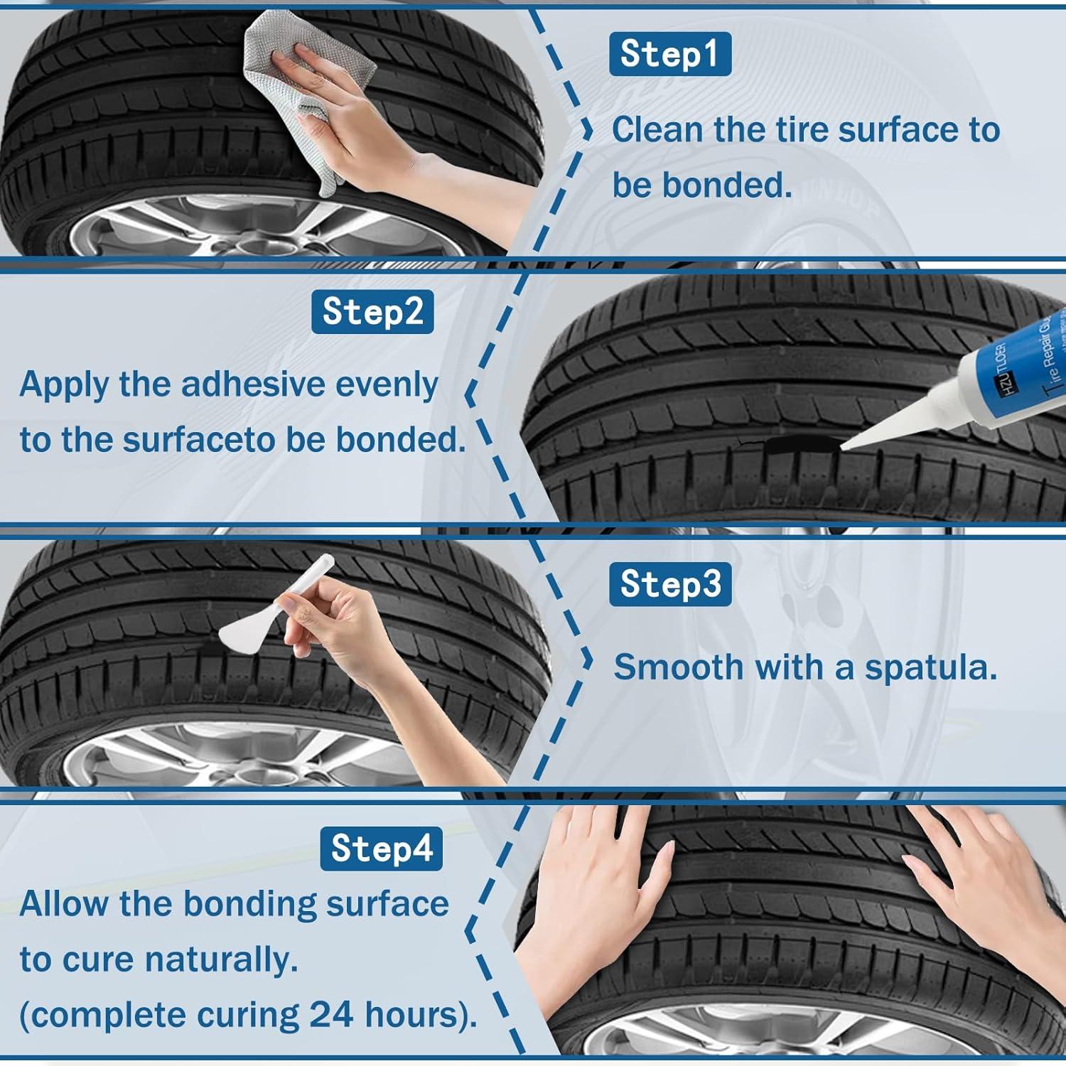 Adhesivo para Reparación de Neumáticos Hzutloer 100ml x2