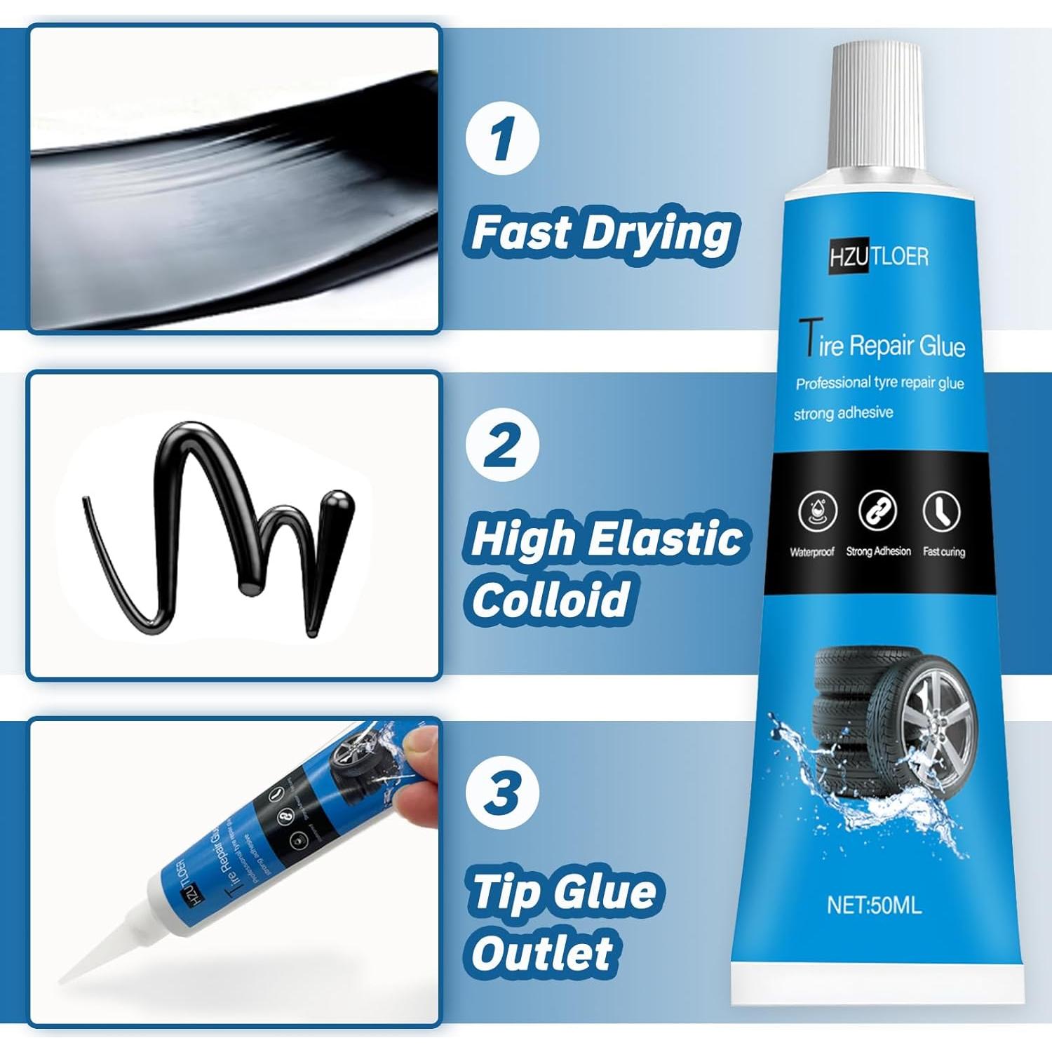 Adhesivo para Reparación de Neumáticos Hzutloer 100ml x2