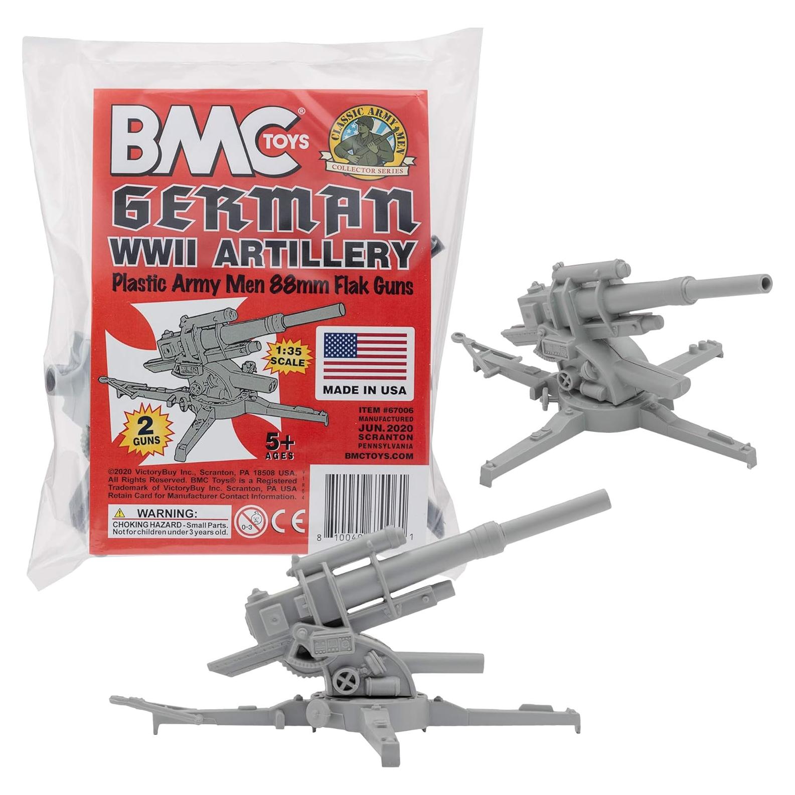 BMC Classic WW2 German 88mm Artillery - 2pc Gray Plastic Army Men Accessories