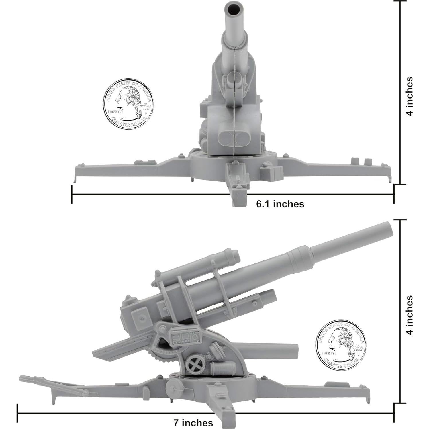 BMC Classic WW2 German 88mm Artillery - 2pc Gray Plastic Army Men Accessories