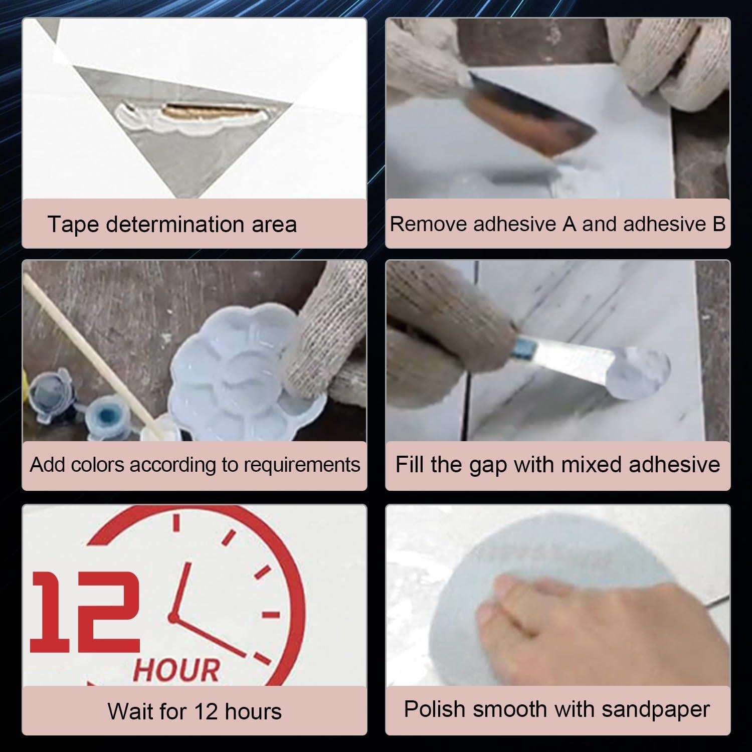 Kit de Reparación de Fregadero de Porcelana PEOGOHS 12.5x8cm