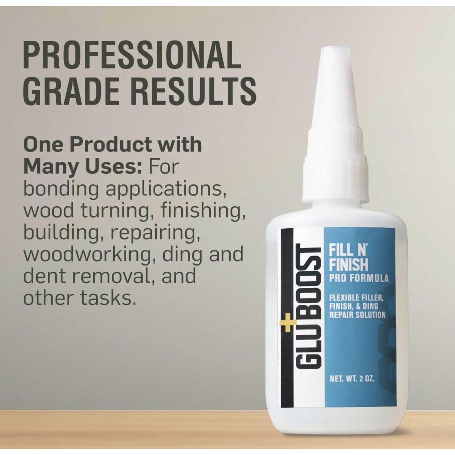 Relleno de Madera GluBoost Pro 2 oz - Flexible y Autonivelante