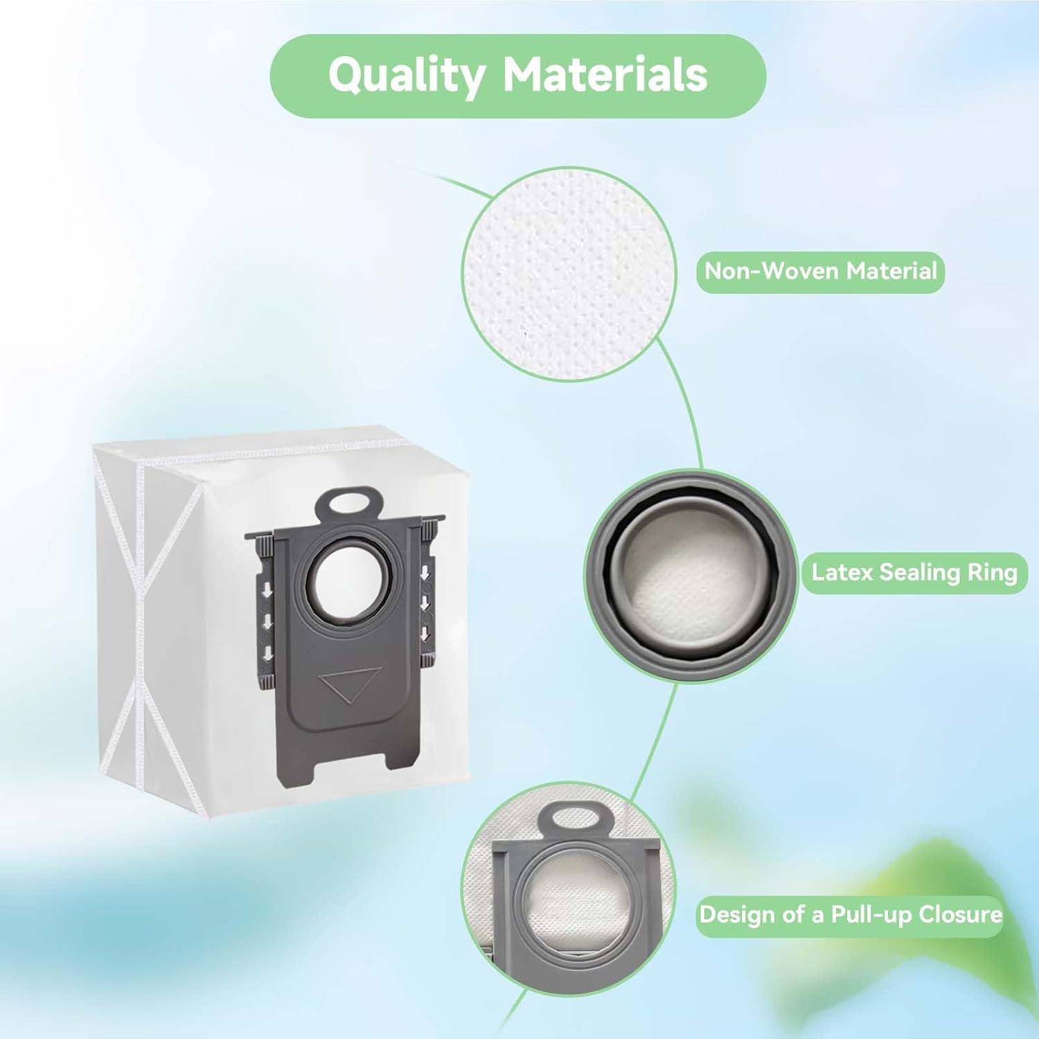 Paquete de 6 Bolsas de Vacío WAIKAS para Roborock Q5 Q7 Q8 Q10