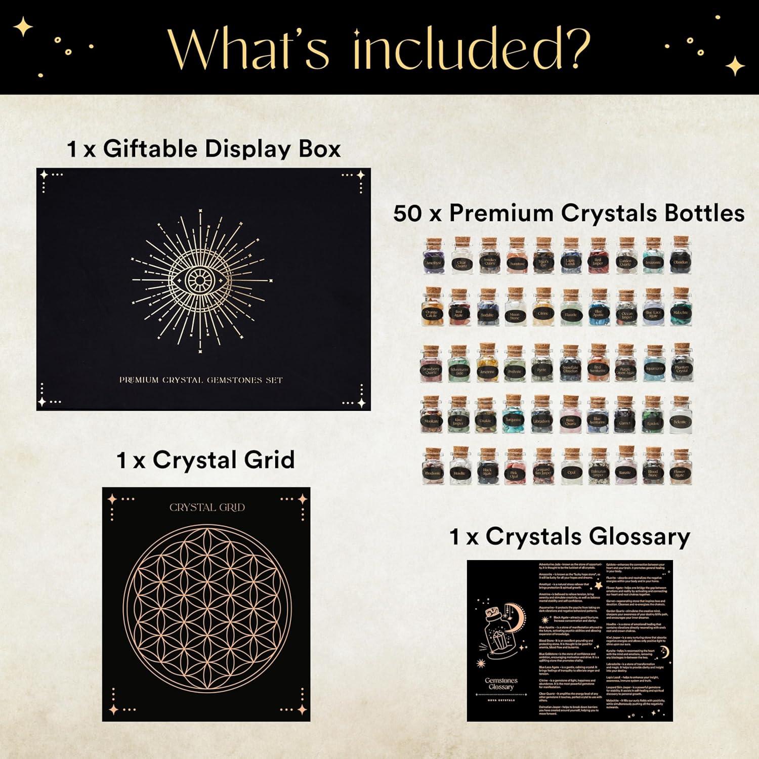 Juego de 50 Cristales Sanadores Nova Crystals - Kit Completo