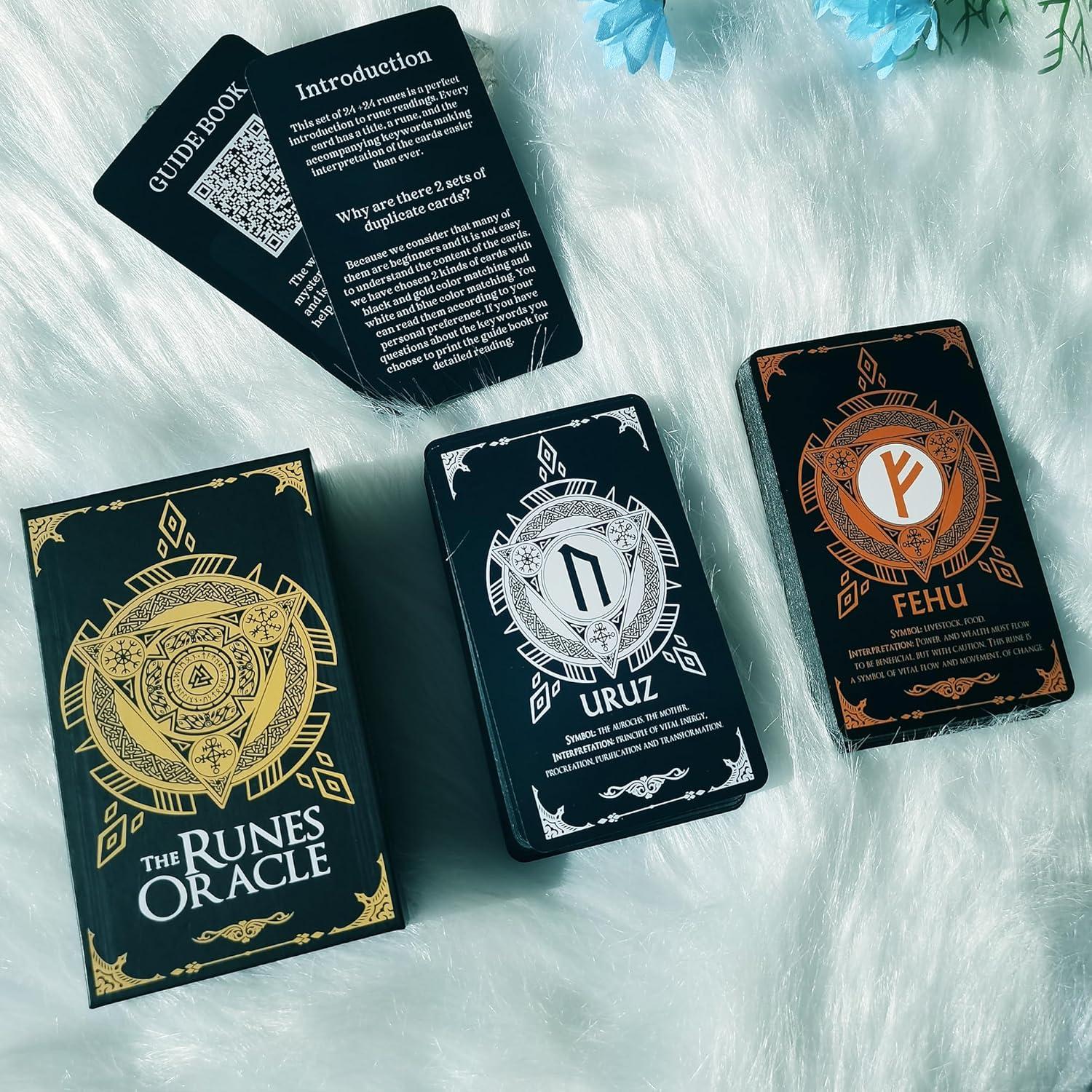 Cartas Oráculo de Runas Han Yu Bowen - Tarot Doble Color 24x2