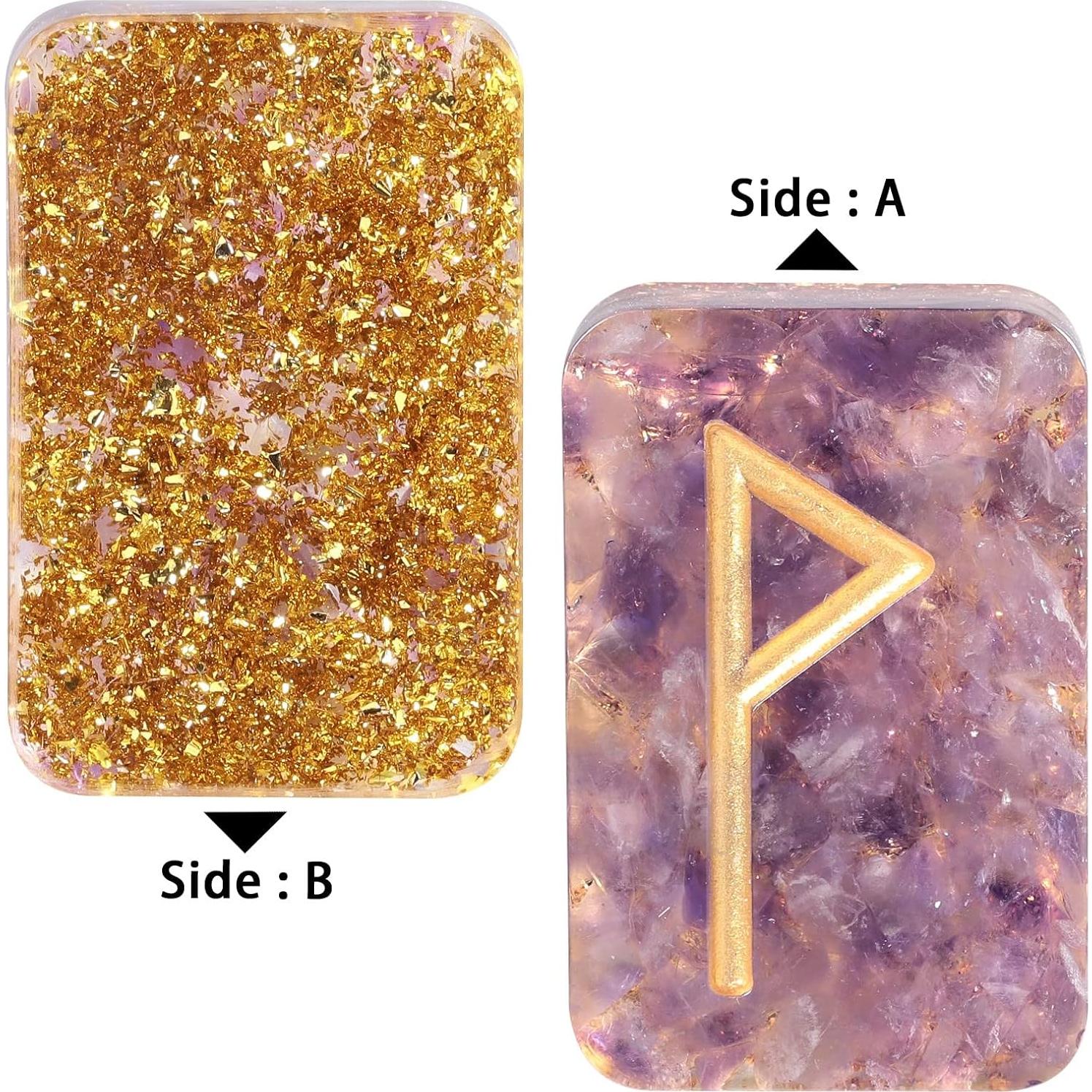 Set de 25 Piedras Rúnicas de Amatista mookaitedecor para Adivinación