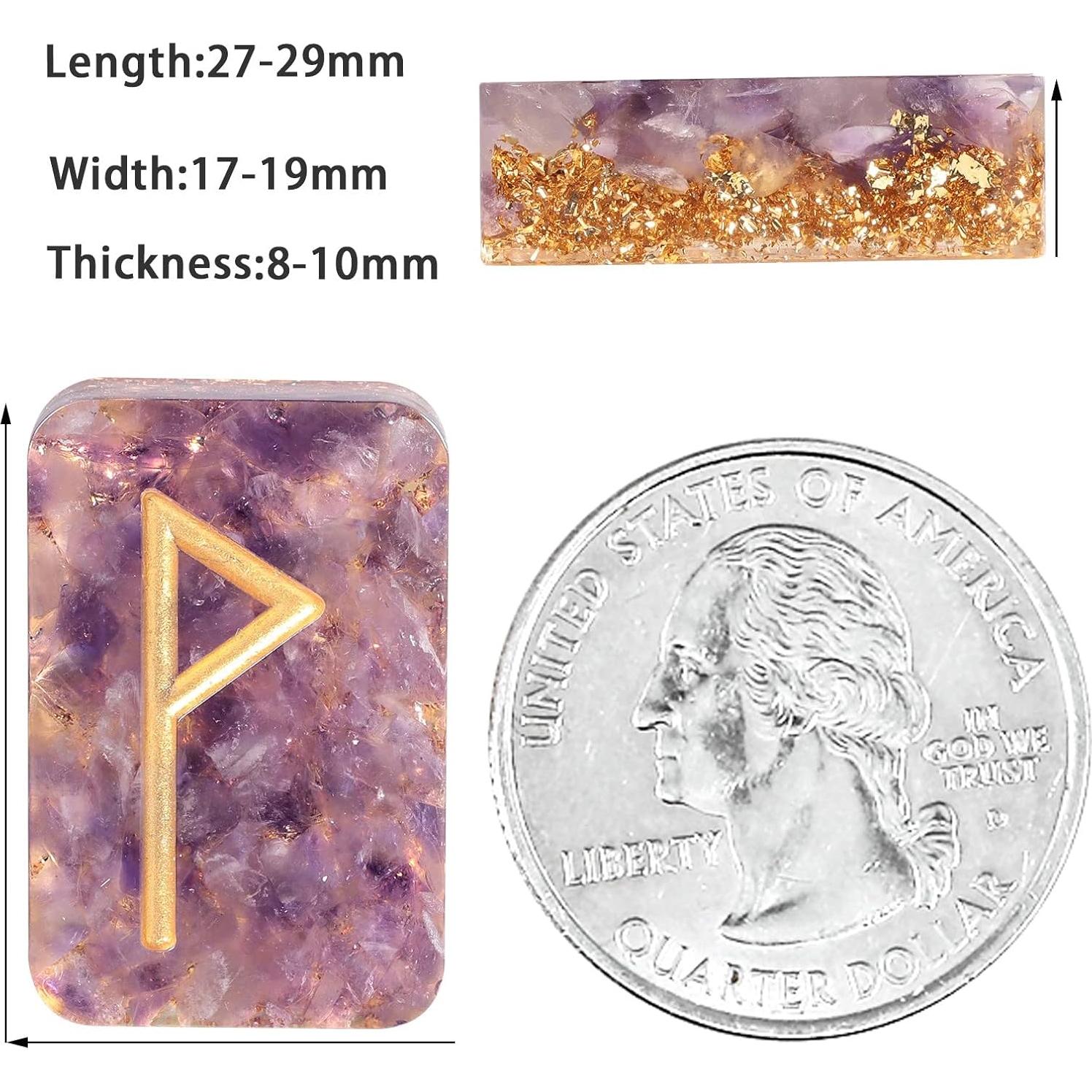 Set de 25 Piedras Rúnicas de Amatista mookaitedecor para Adivinación