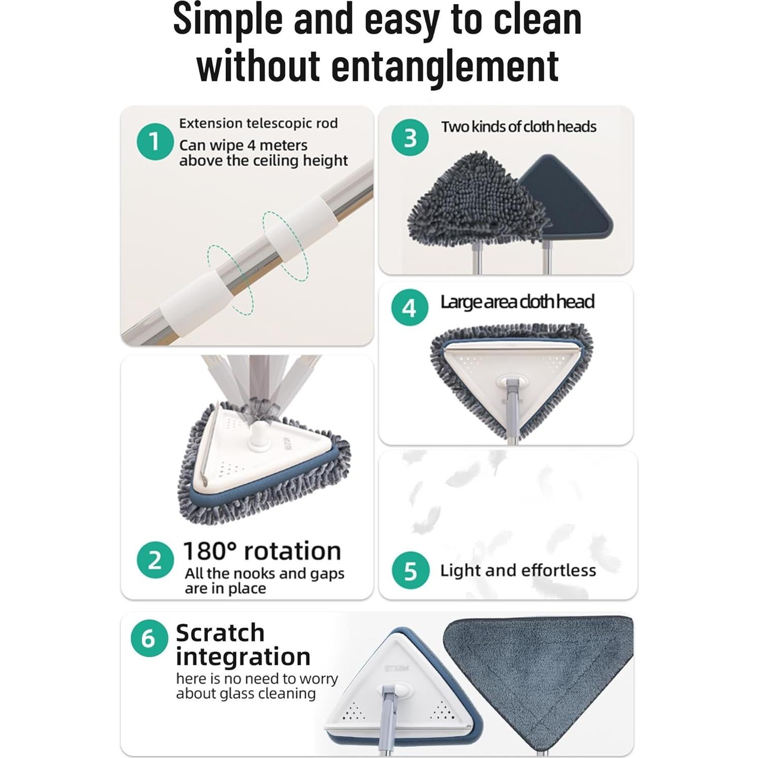 Limpiador de Pared 2 en 1 JZBWQY con Mango Extensible 152.4 cm