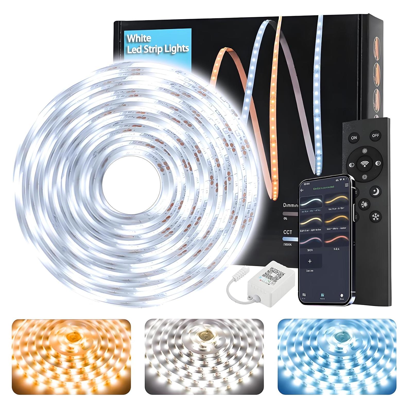 Tira LED blanca Tenmiro 5m 600 LEDs Control Remoto 25000K