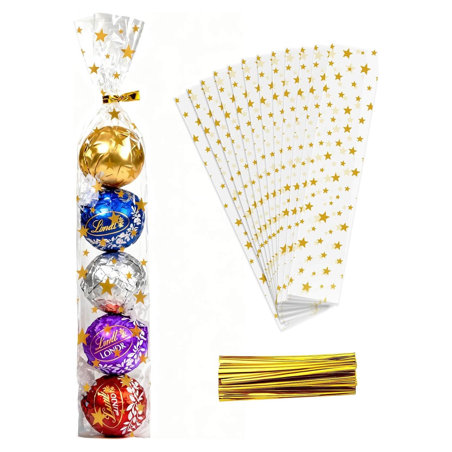Bolsas de Celofán Impresas con Estrellas Cherodada 100 Pcs 5x25 cm
