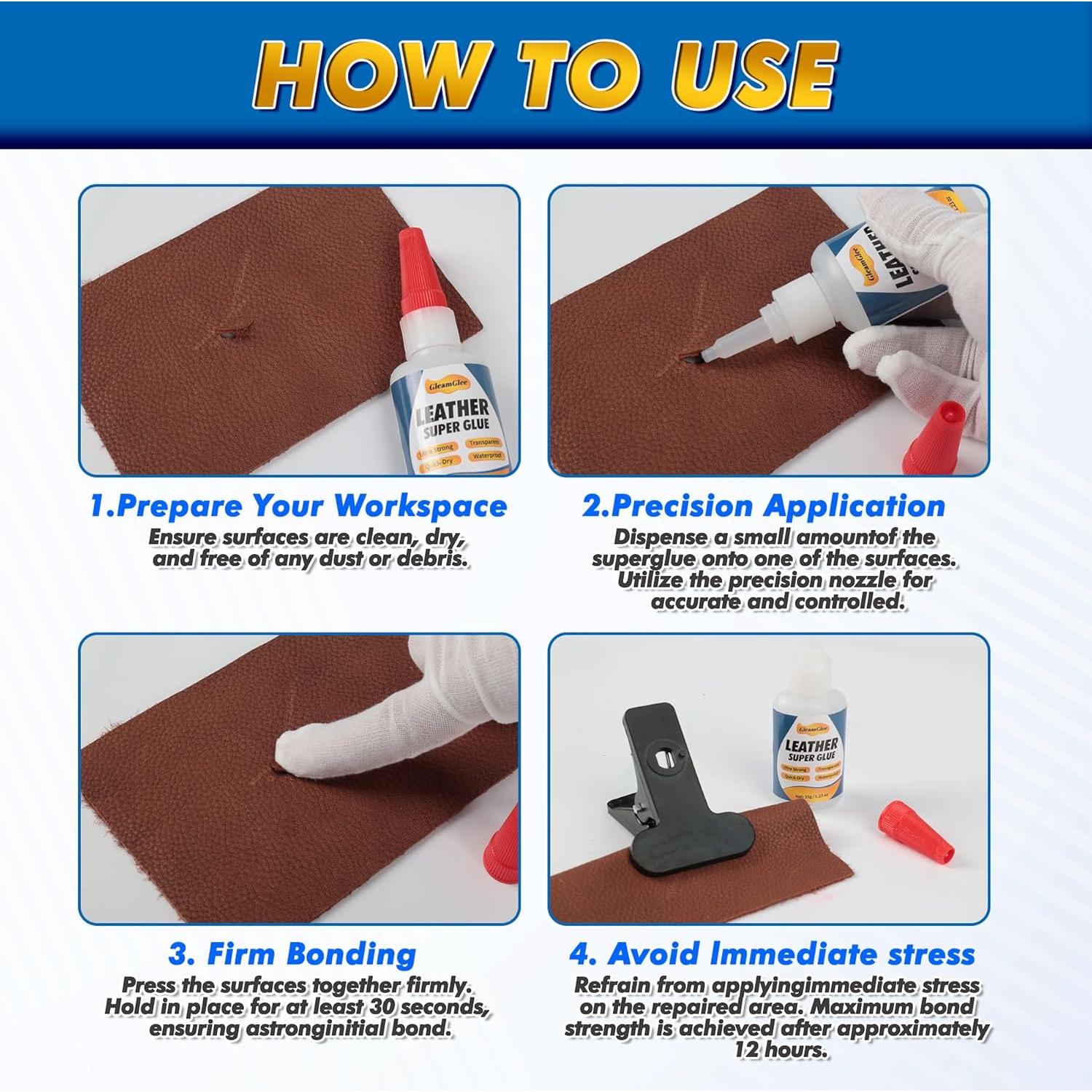 Pegamento para Cuero GleamGlee 35 g - Ultra Fuerte y Transparente