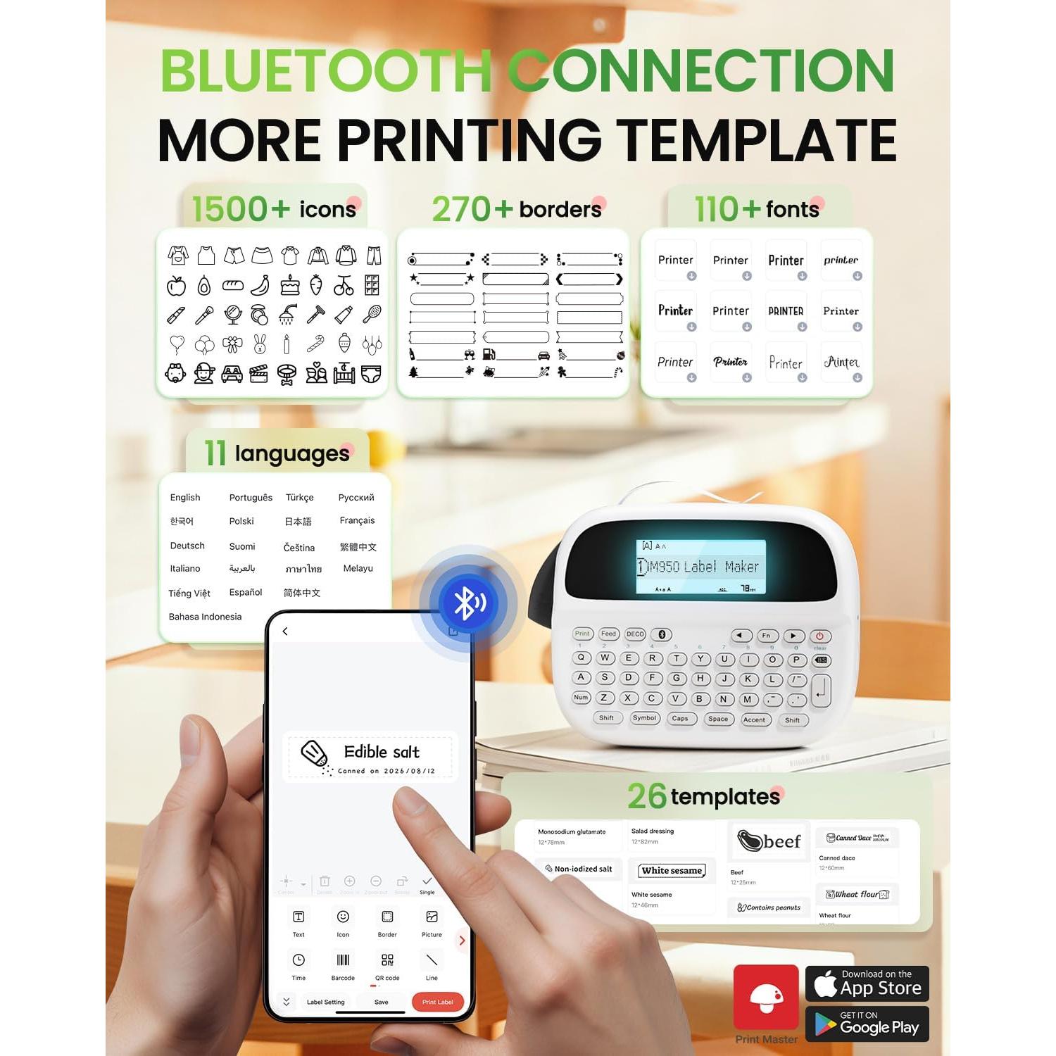 Impresora de Etiquetas Portátil EazeID M950 Bluetooth 12mm