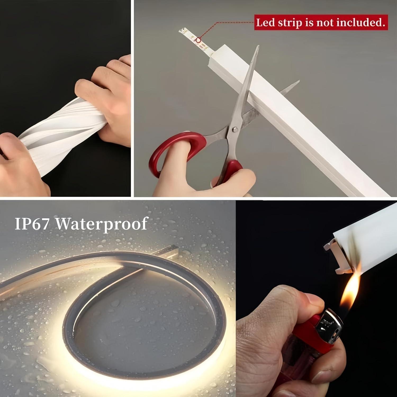 Canal LED de Silicona 5M IP67 KSDLMPA 10x10mm para Tiras de Luz