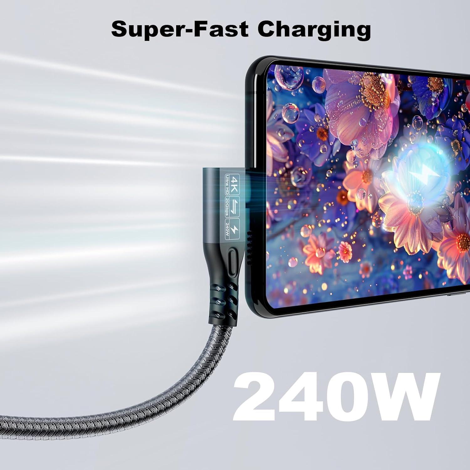 Cable Extensión USB C 3.2 20Gbps 240W 90 Grados 0.25M CHENLENIC