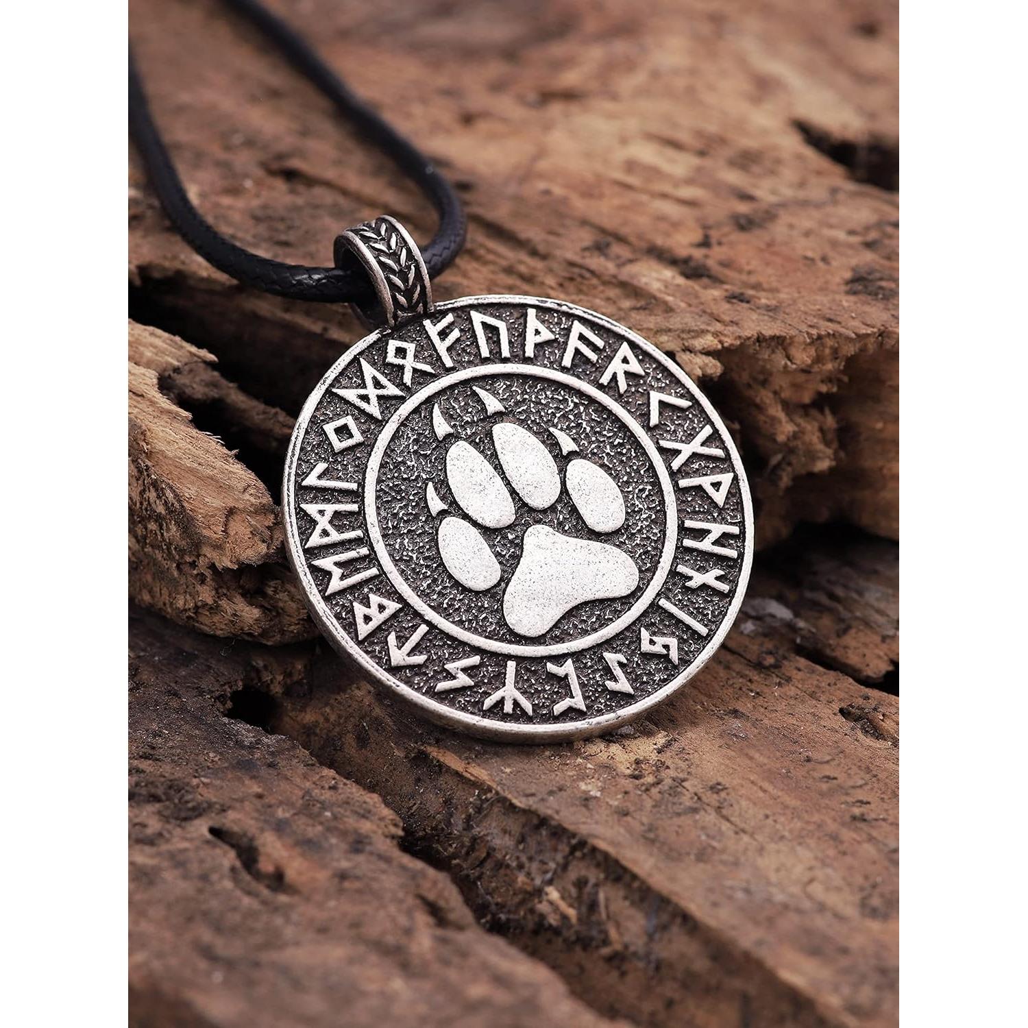 Collar Vikingo HAQUIL con Medallón de Garra de Lobo 35mm