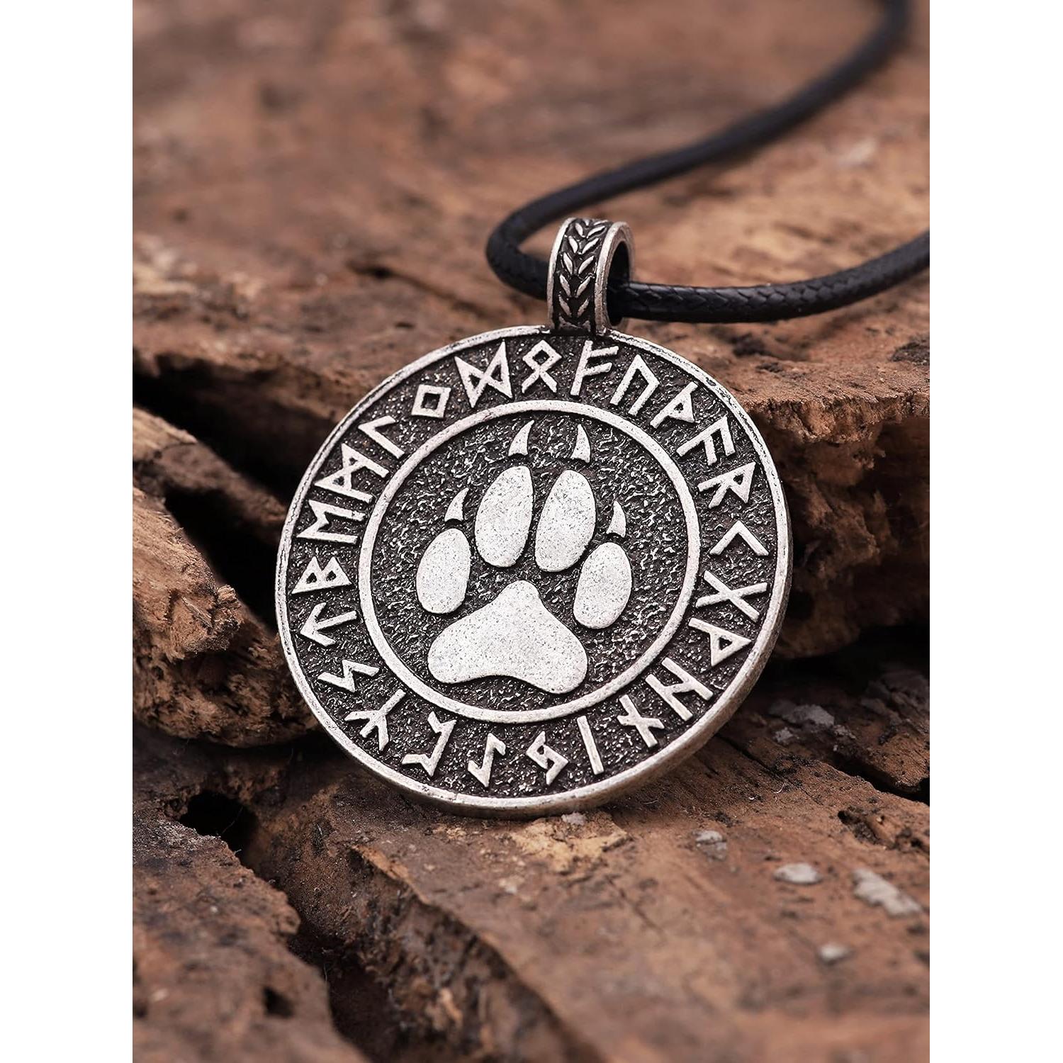 Collar Vikingo HAQUIL con Medallón de Garra de Lobo 35mm