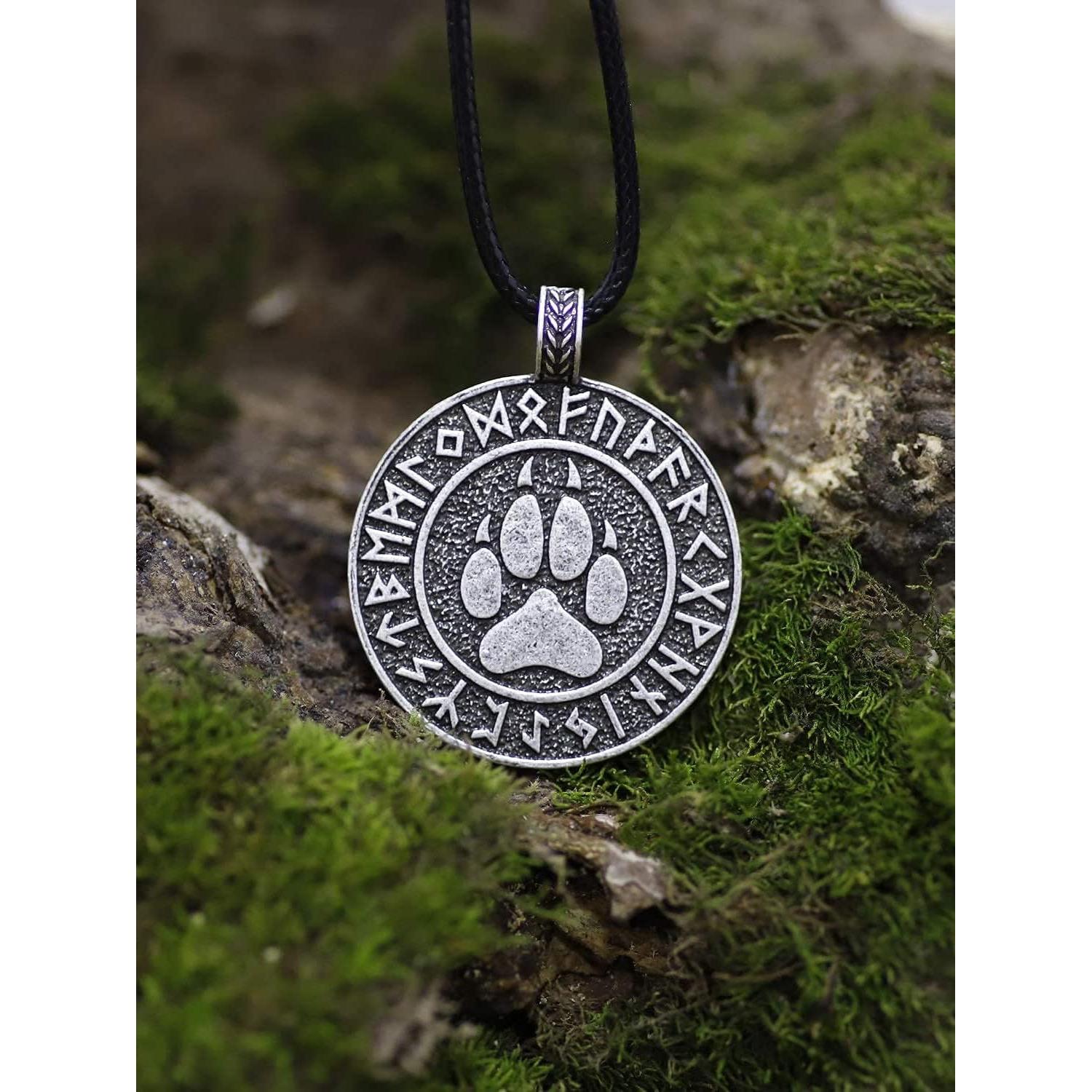Collar Vikingo HAQUIL con Medallón de Garra de Lobo 35mm
