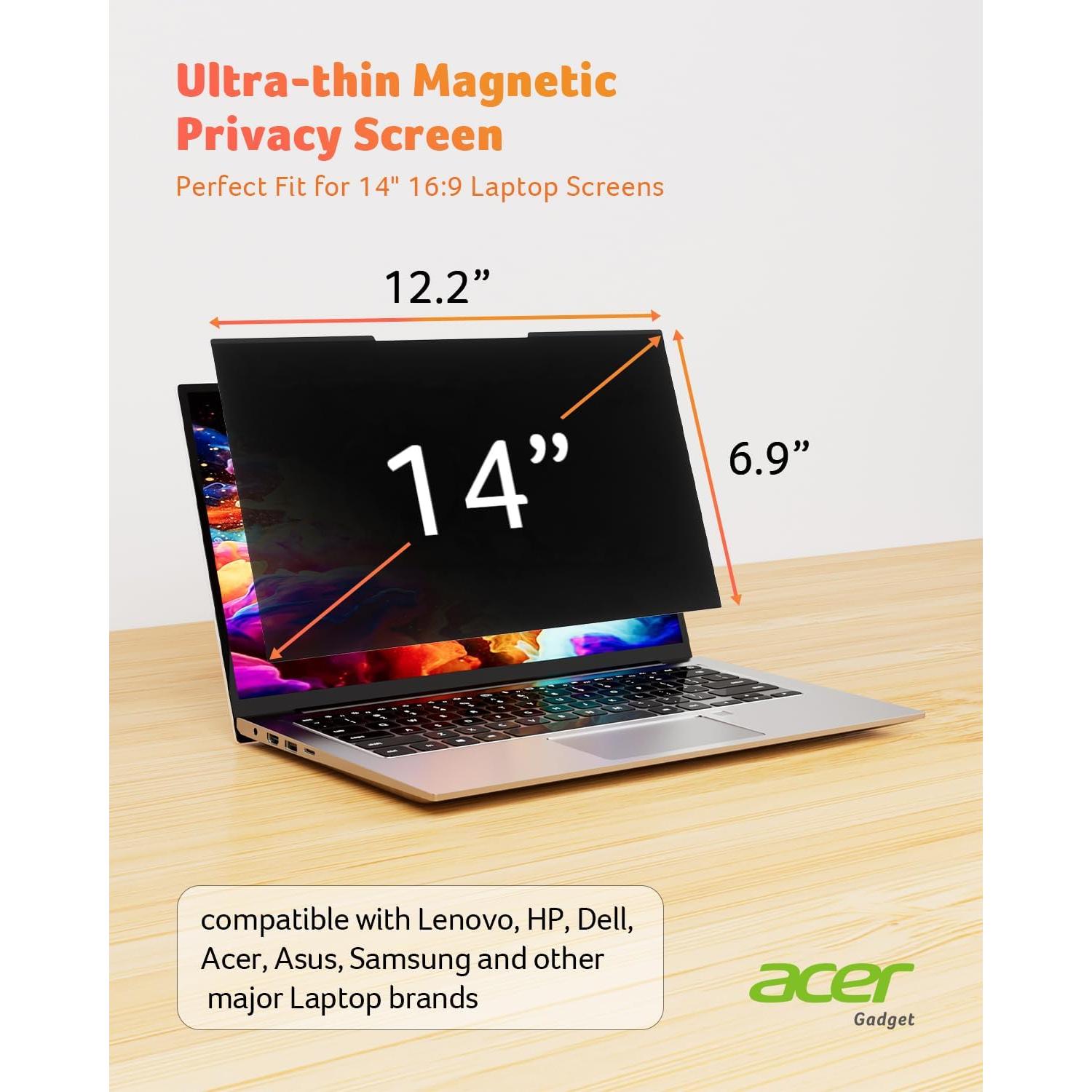 Filtro de Privacidad Magnético Acer 14" 16:9 Antirreflejo