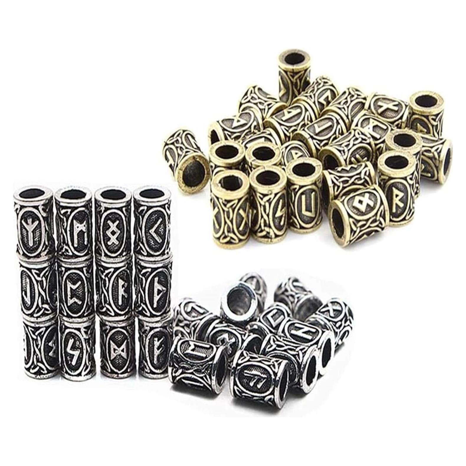 48 Perlas Runa Vikinga Warmshine para Cabello y Barba DIY