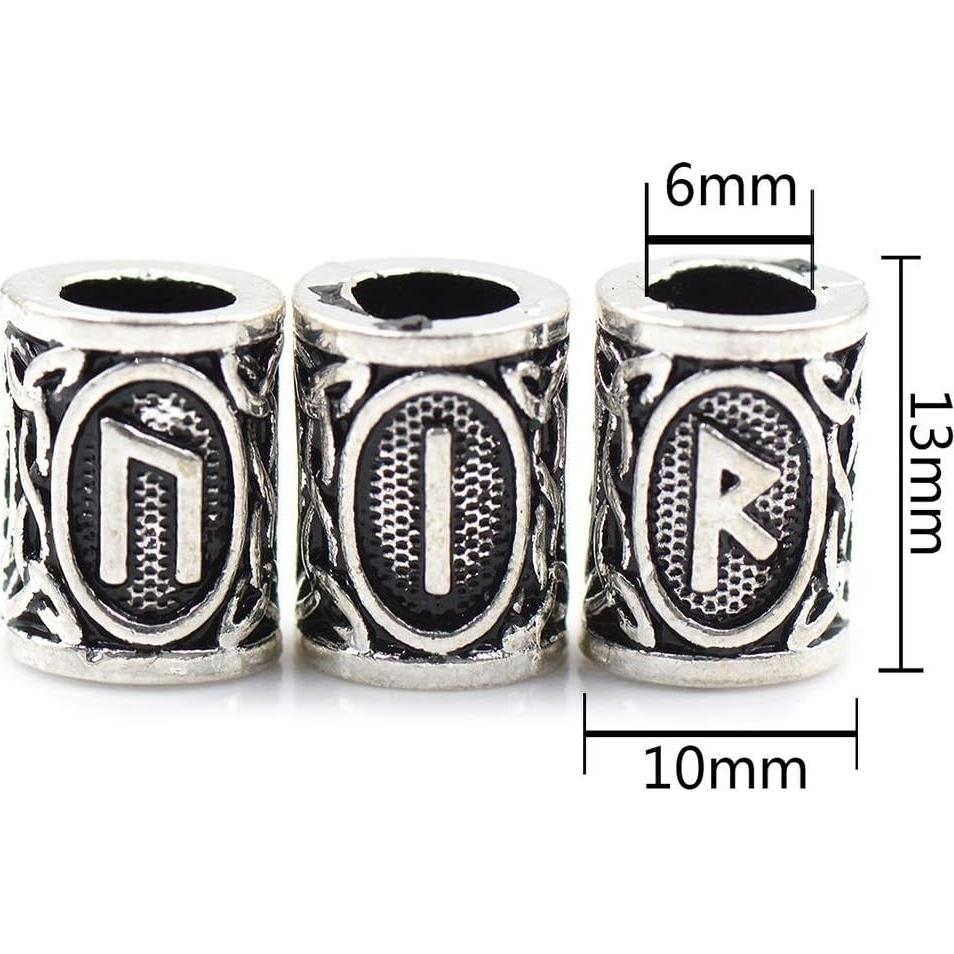 48 Perlas Runa Vikinga Warmshine para Cabello y Barba DIY