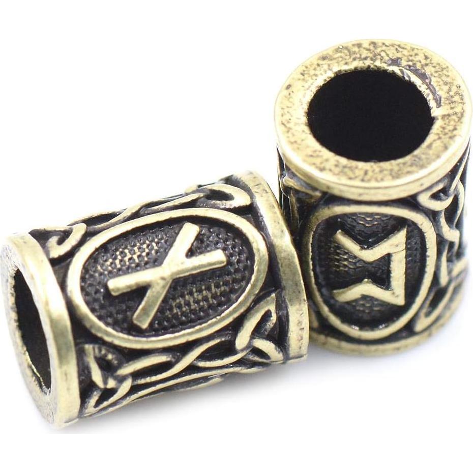 48 Perlas Runa Vikinga Warmshine para Cabello y Barba DIY