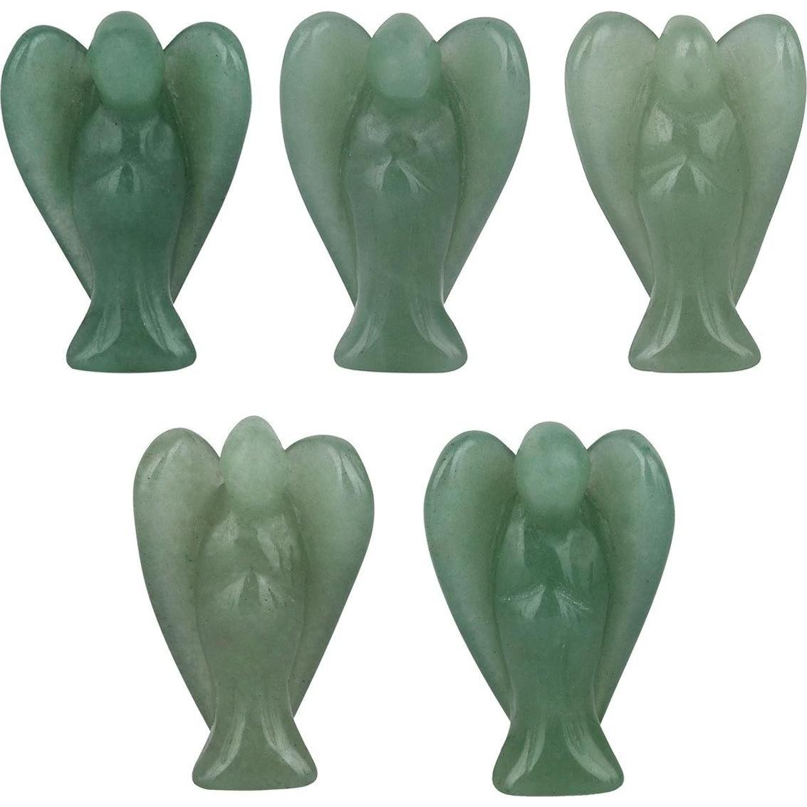 Juego de Piedras Rúnicas y Estatua de Ángel Guardián Verde