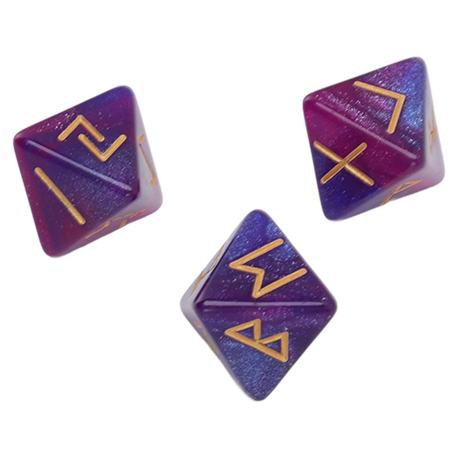 Dado Rúnico 8 Caras SPYMINNPOO - Set de 3 Dados Azul