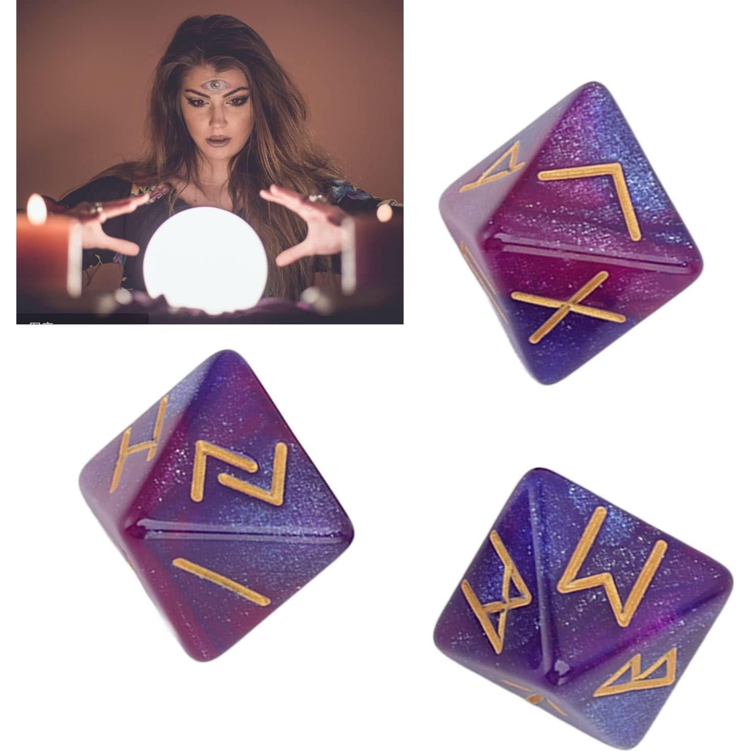 Dado Rúnico 8 Caras SPYMINNPOO - Set de 3 Dados Azul