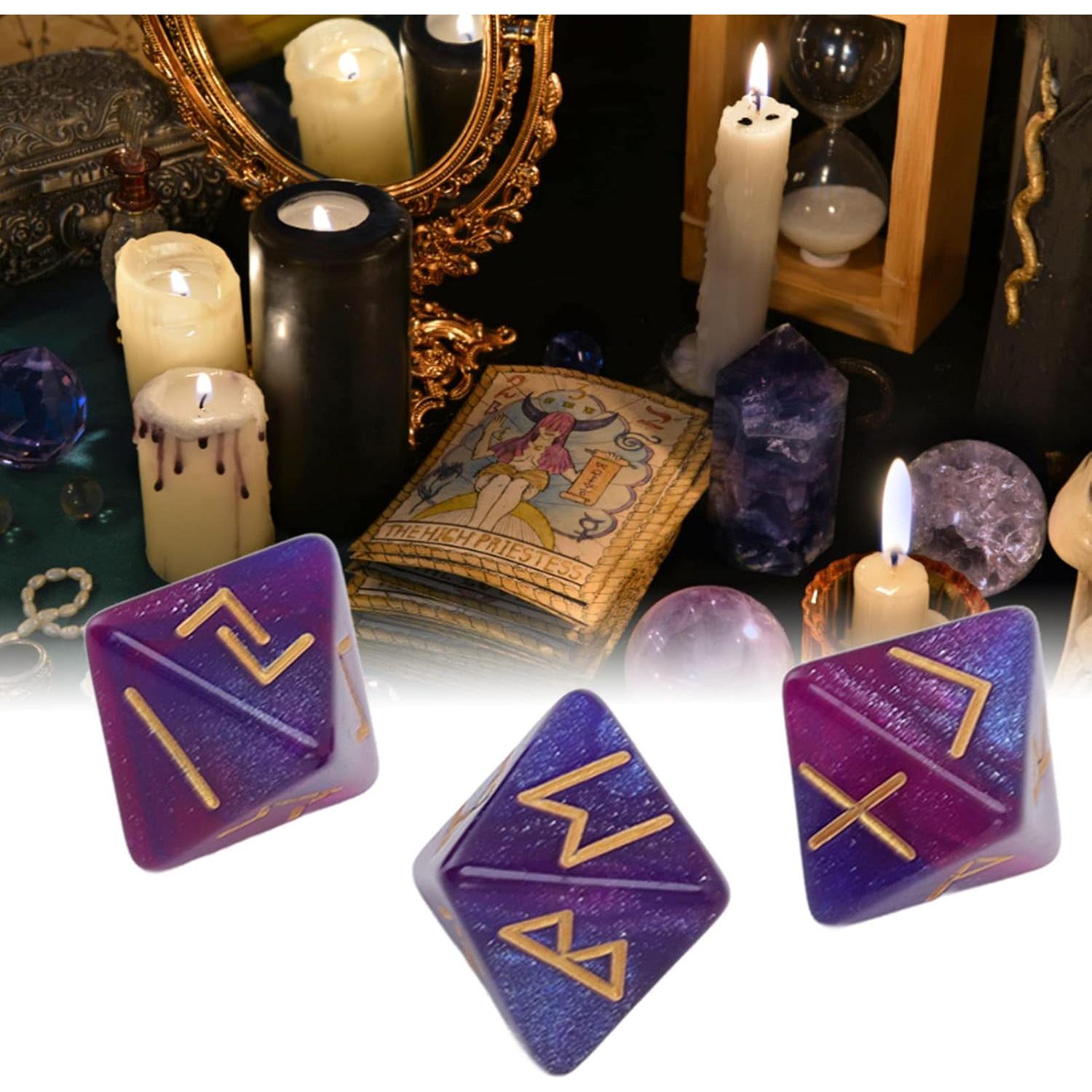 Dado Rúnico 8 Caras SPYMINNPOO - Set de 3 Dados Azul