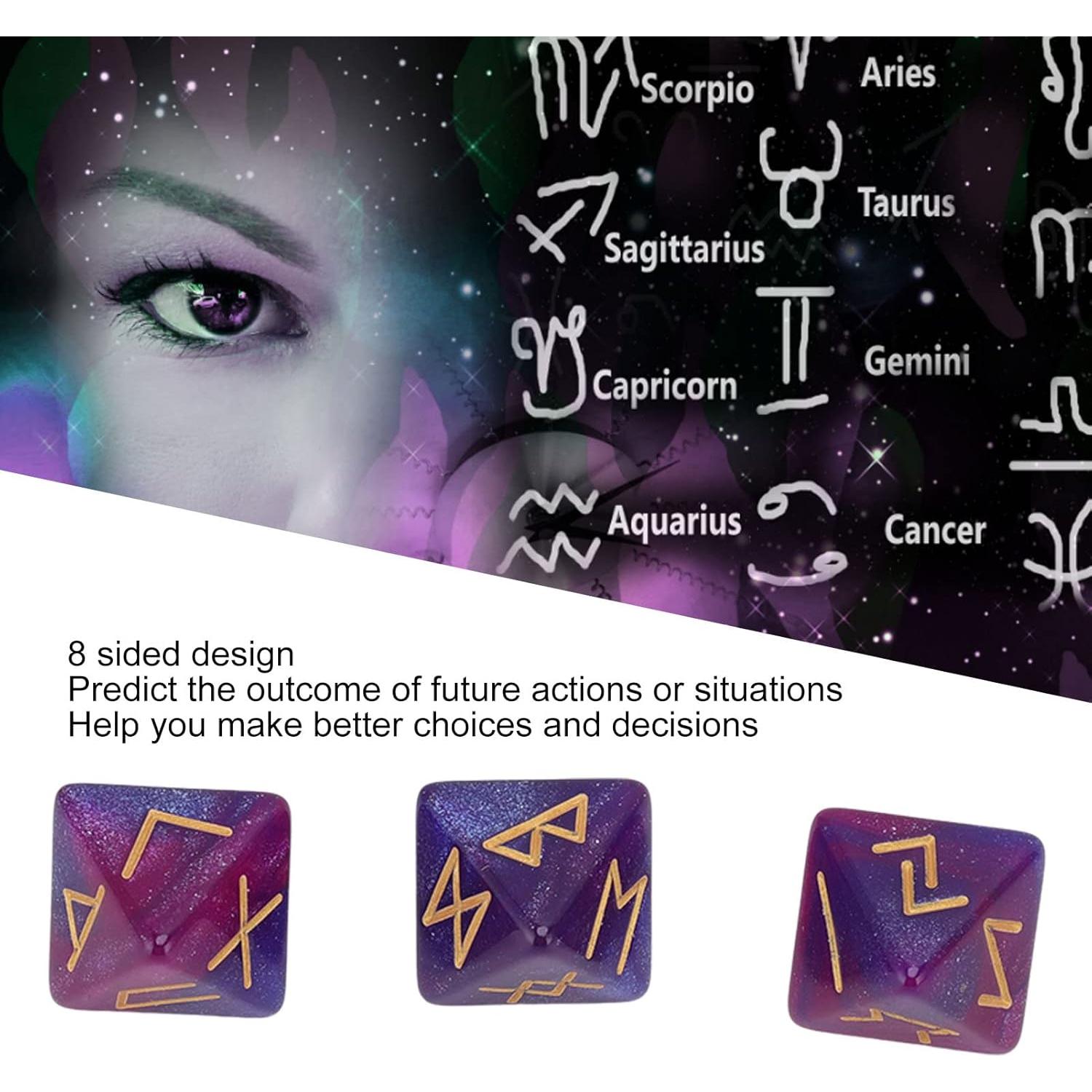 Dado Rúnico 8 Caras SPYMINNPOO - Set de 3 Dados Azul