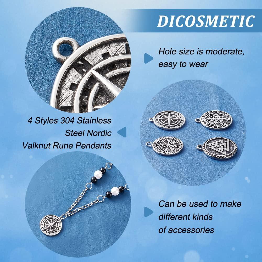 Conjunto de Colgantes Rúnicos DICOSMETIC - 4 Piezas de Acero Inoxidable