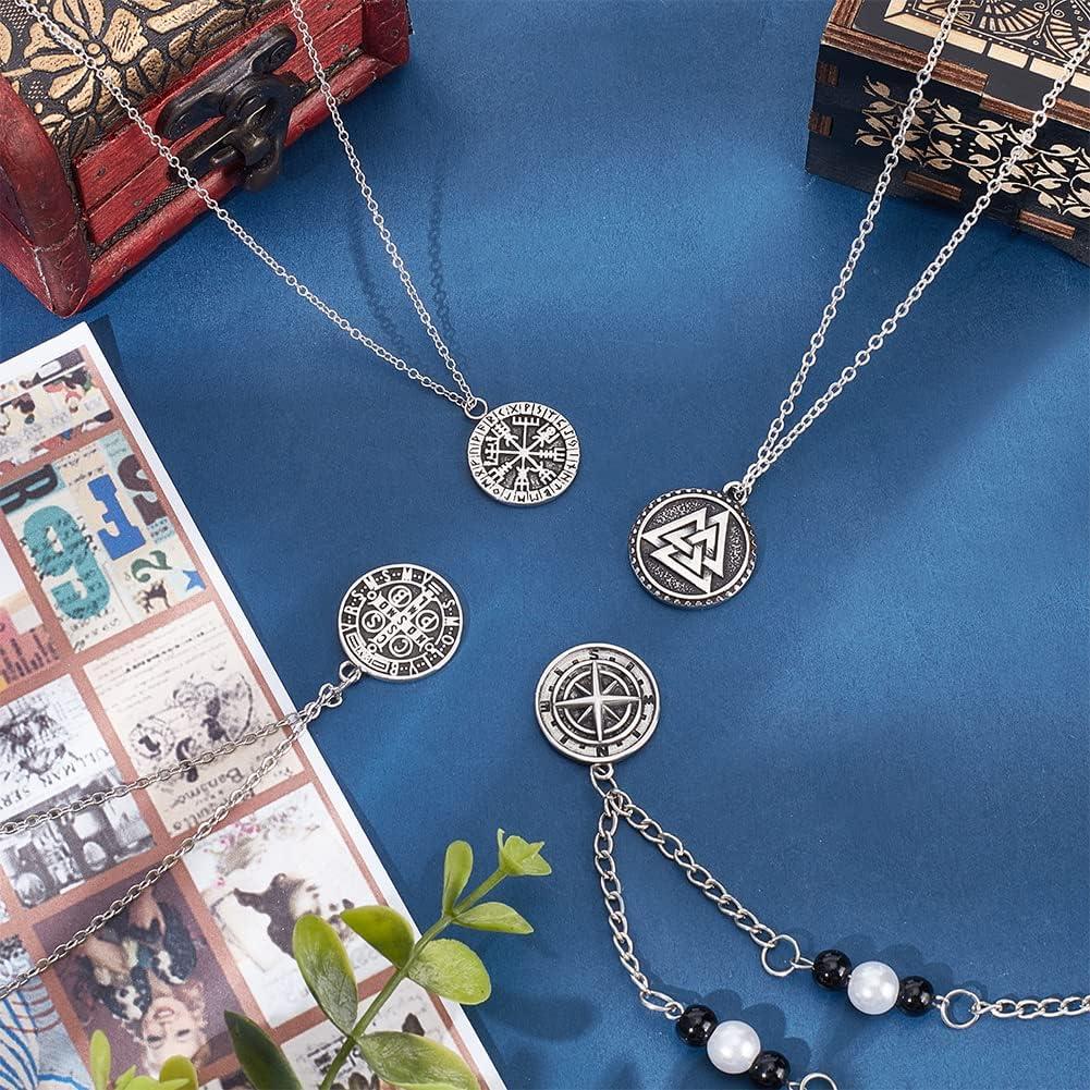 Conjunto de Colgantes Rúnicos DICOSMETIC - 4 Piezas de Acero Inoxidable