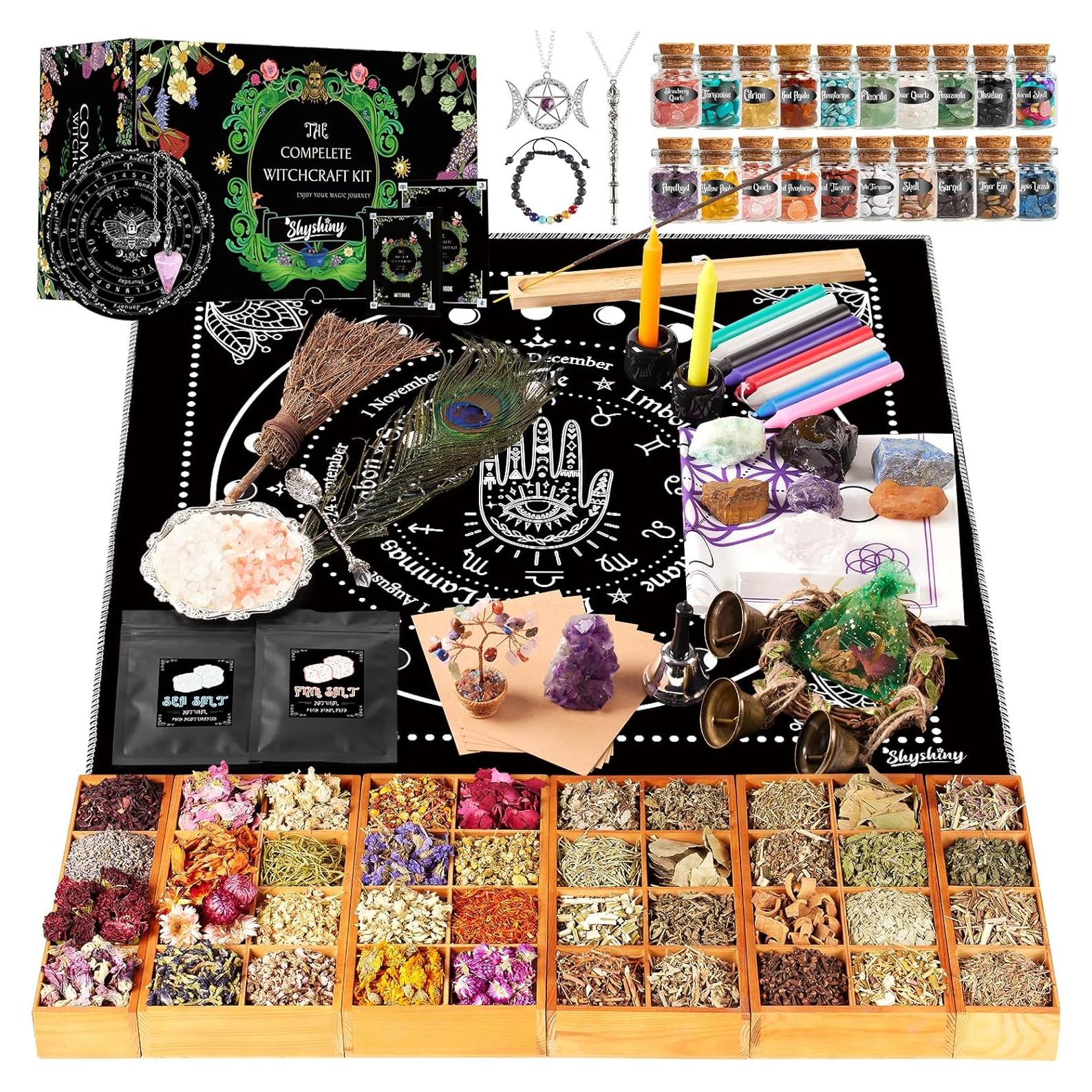 Kit de Hechicería 150 Piezas SHYSHINY - Hierbas, Cristales y Velas