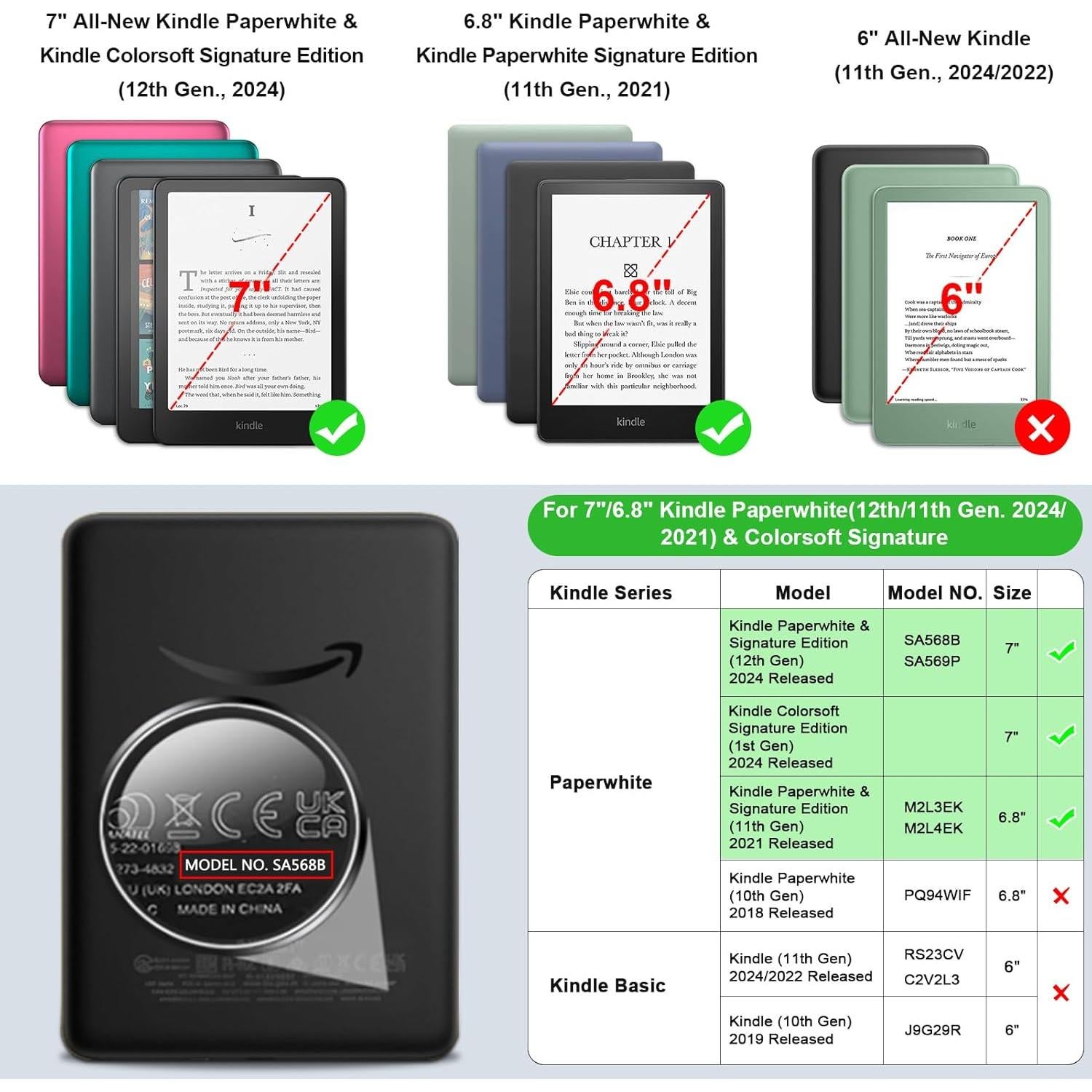 Funda Fintie para Kindle Paperwhite 7" 12ª/11ª Gen 2024/2021 - Marrón