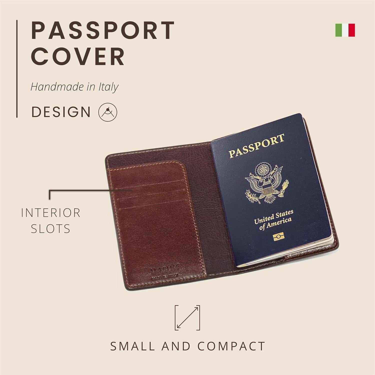 Funda de Pasaporte de Cuero Italiano Maruse Unisex Marrón