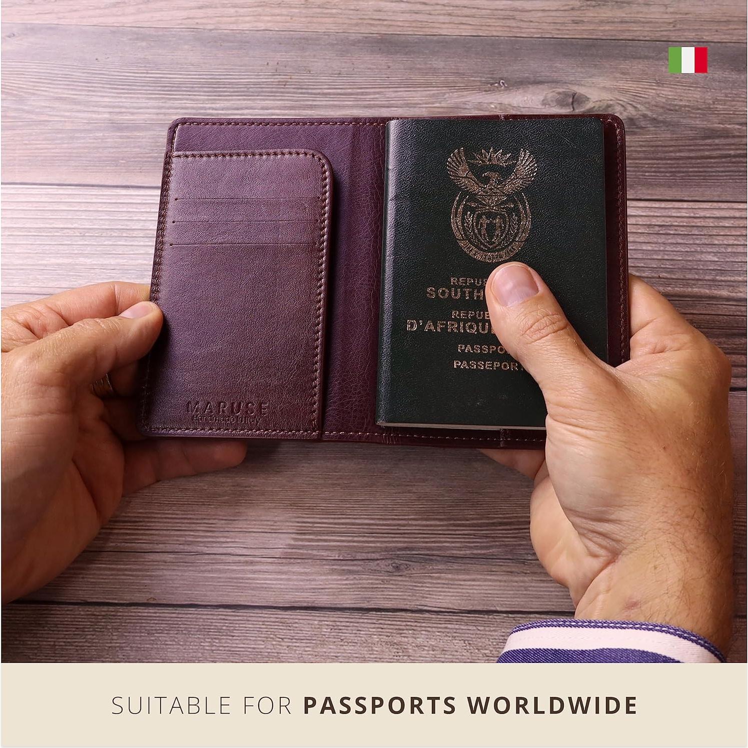 Funda de Pasaporte de Cuero Italiano Maruse Unisex Marrón