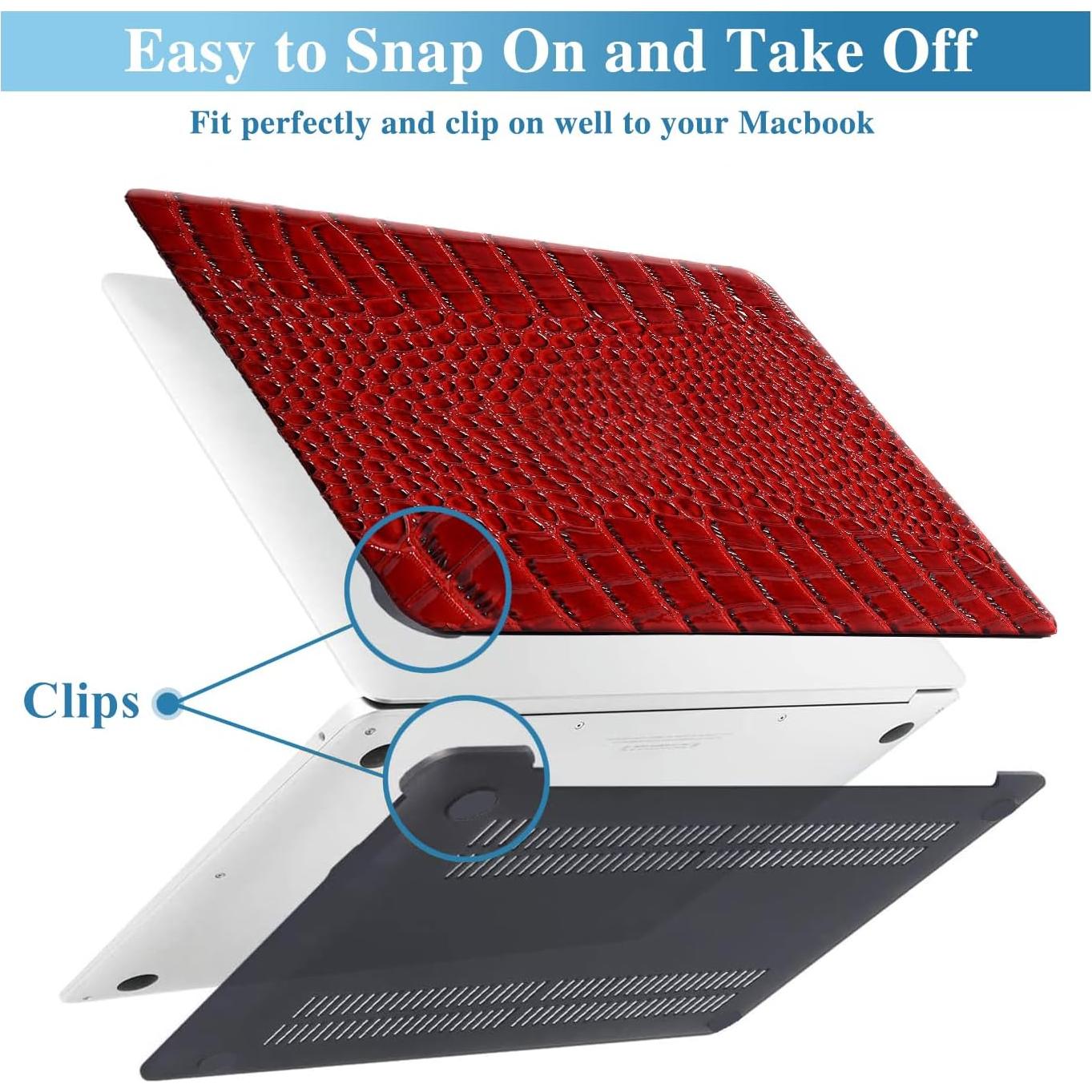 Funda KEROM Cocodrilo Burdeos para MacBook Air 13" 2022-2025