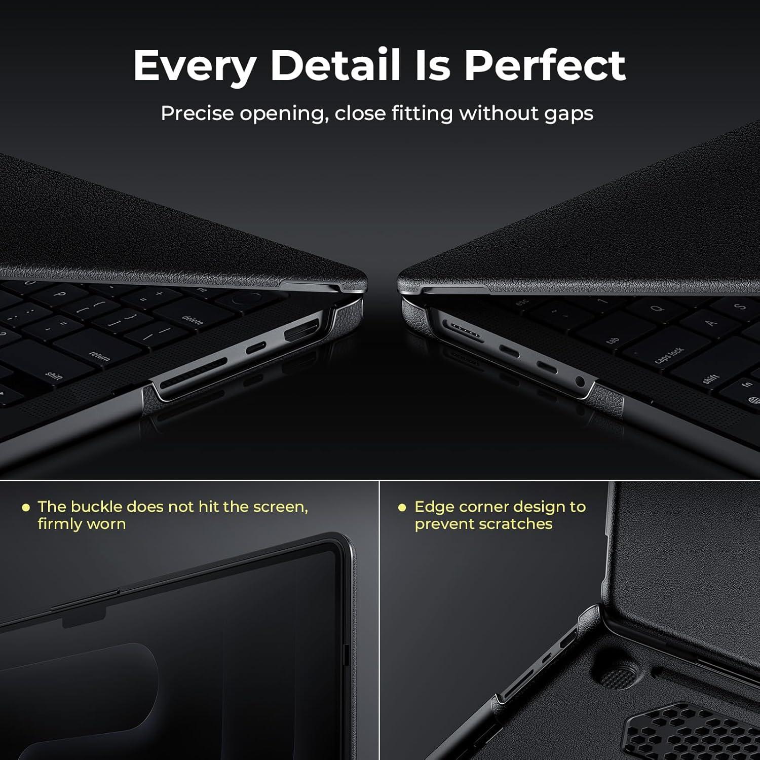 Funda de Cuero BlueSwan para MacBook Pro 14" 2021-2025 Negra