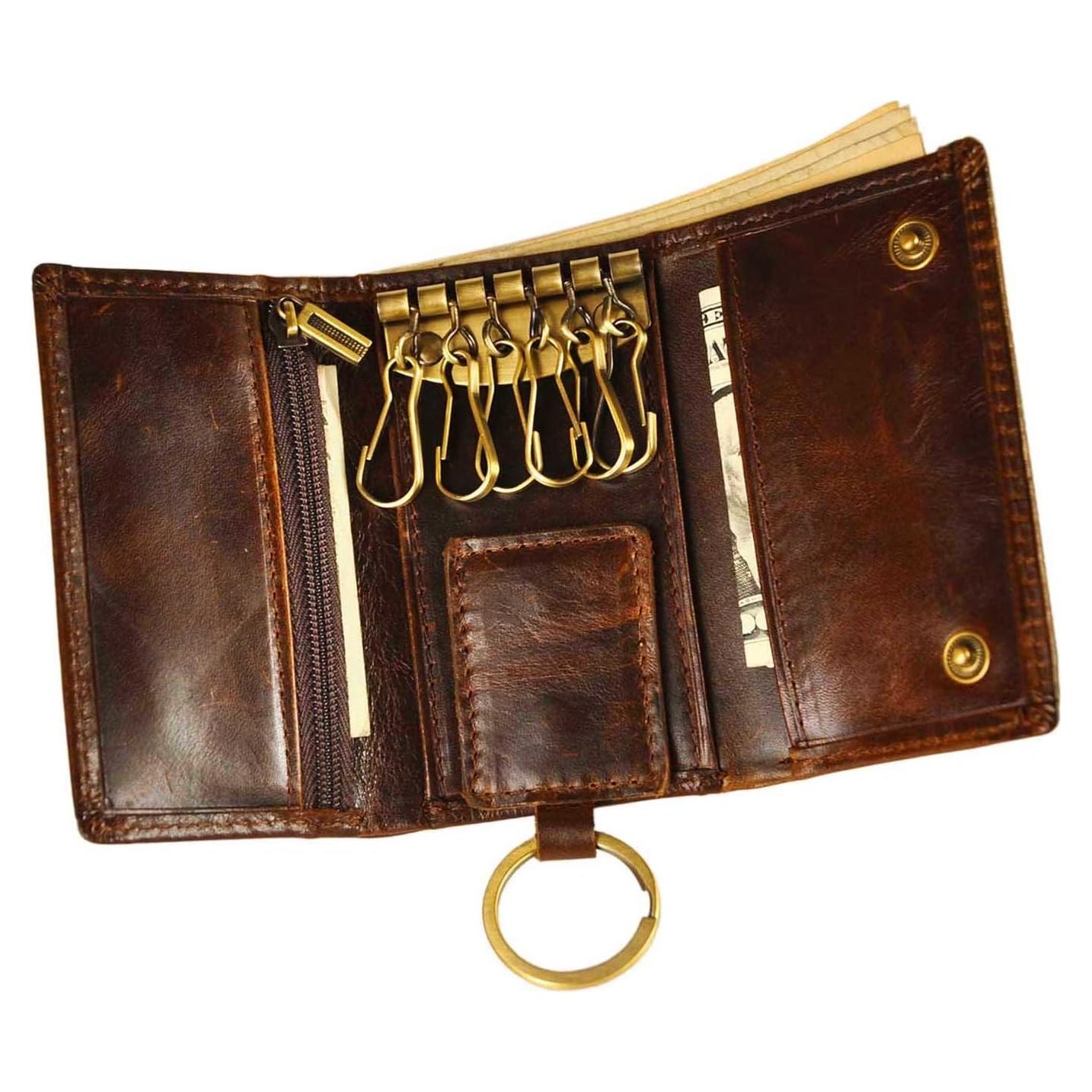 Funda de Llave de Coche Le'aokuu de Cuero Genuino Café