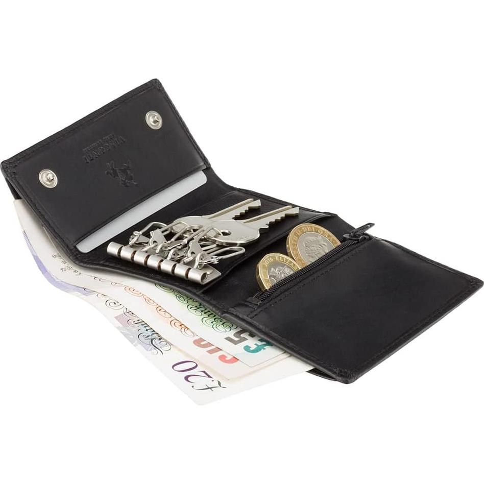 Cartera de Llaves Slim Visconti 1178 Cuero Genuino Negro