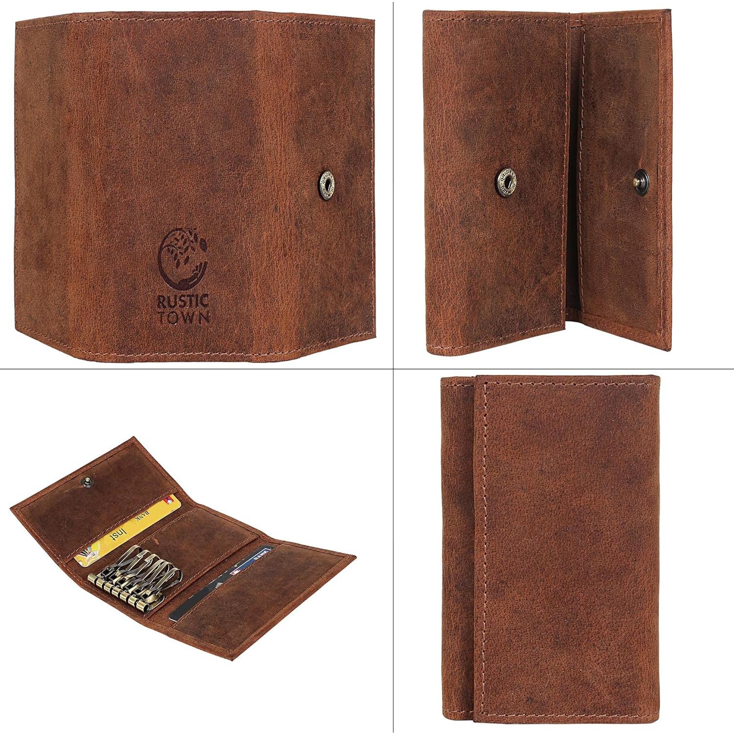 Soporte de Llaves de Cuero Rustic Town - Organizador Compacto