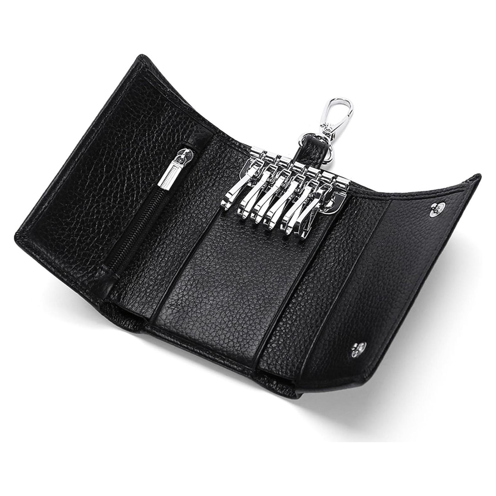 Cartera de Cuero Meichoon XF09 para Llaves y Tarjetas - Negro