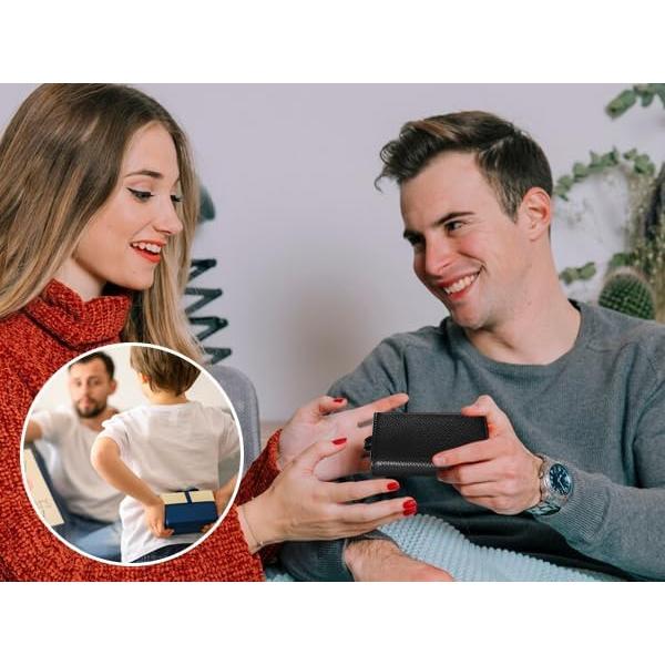 Cartera de Cuero Meichoon XF09 para Llaves y Tarjetas - Negro