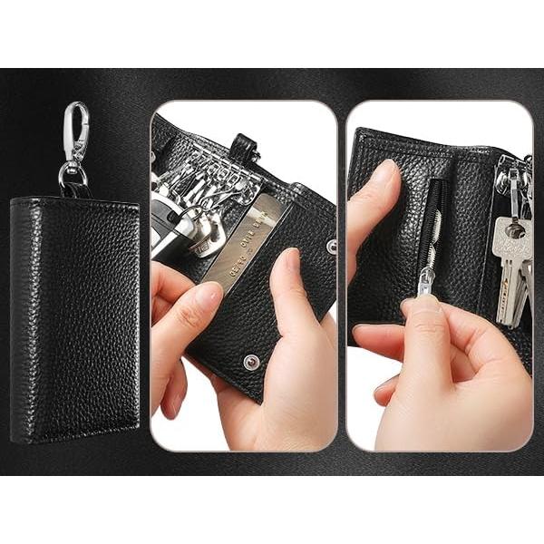 Cartera de Cuero Meichoon XF09 para Llaves y Tarjetas - Negro