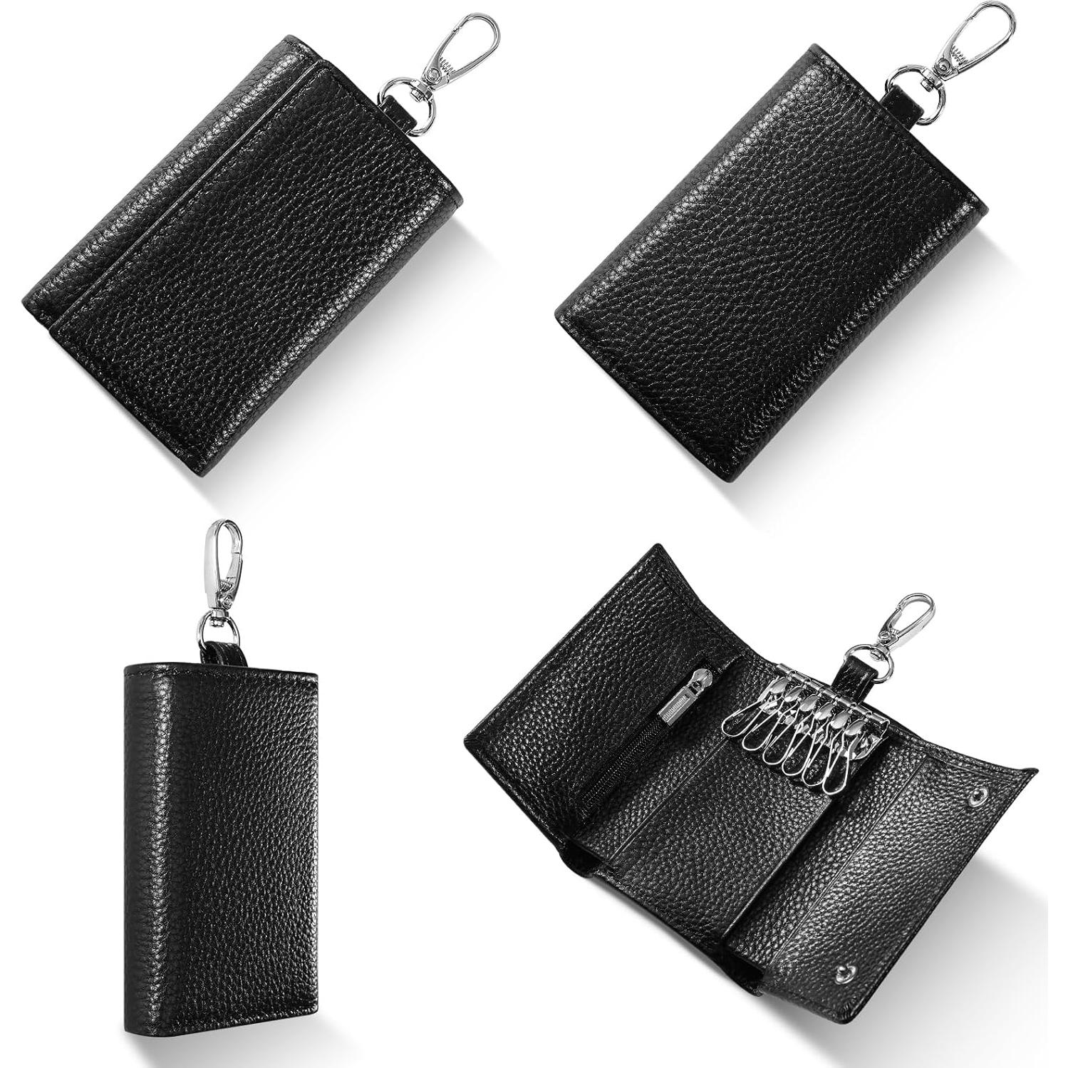 Cartera de Cuero Meichoon XF09 para Llaves y Tarjetas - Negro